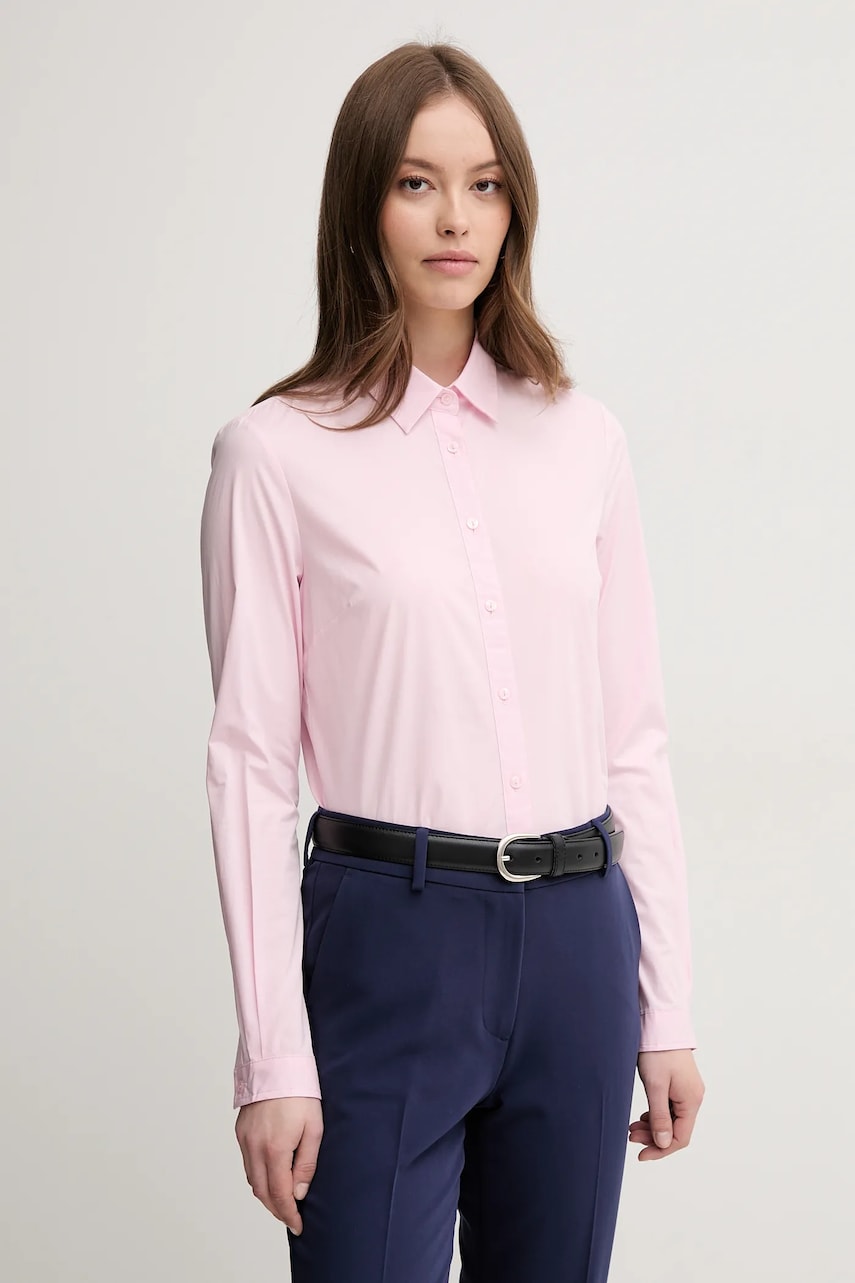 Sisley cămașă culoarea roz, cu guler clasic, regular, 5CNX5QD47 Sisley cămașă culoarea roz, cu guler clasic, regular, 5CNX5QD47