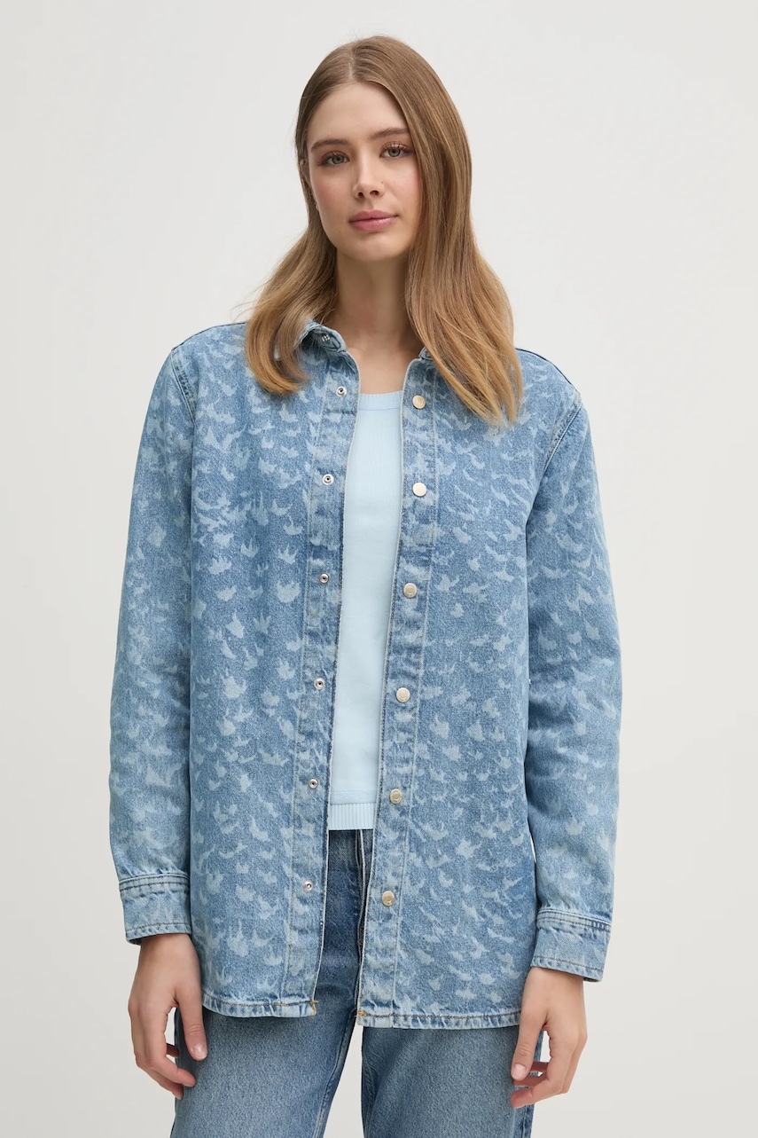 Sisley camasa jeans femei, cu guler clasic, regular, 53Y3LQ08I Sisley camasa jeans femei, cu guler clasic, regular, 53Y3LQ08I