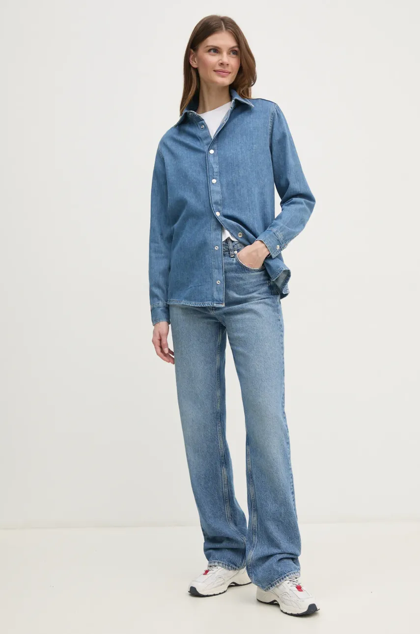 Хлопковая рубашка Sisley женская regular классический воротник 53GELQ08J Хлопковая рубашка Sisley женская regular классический воротник 53GELQ08J