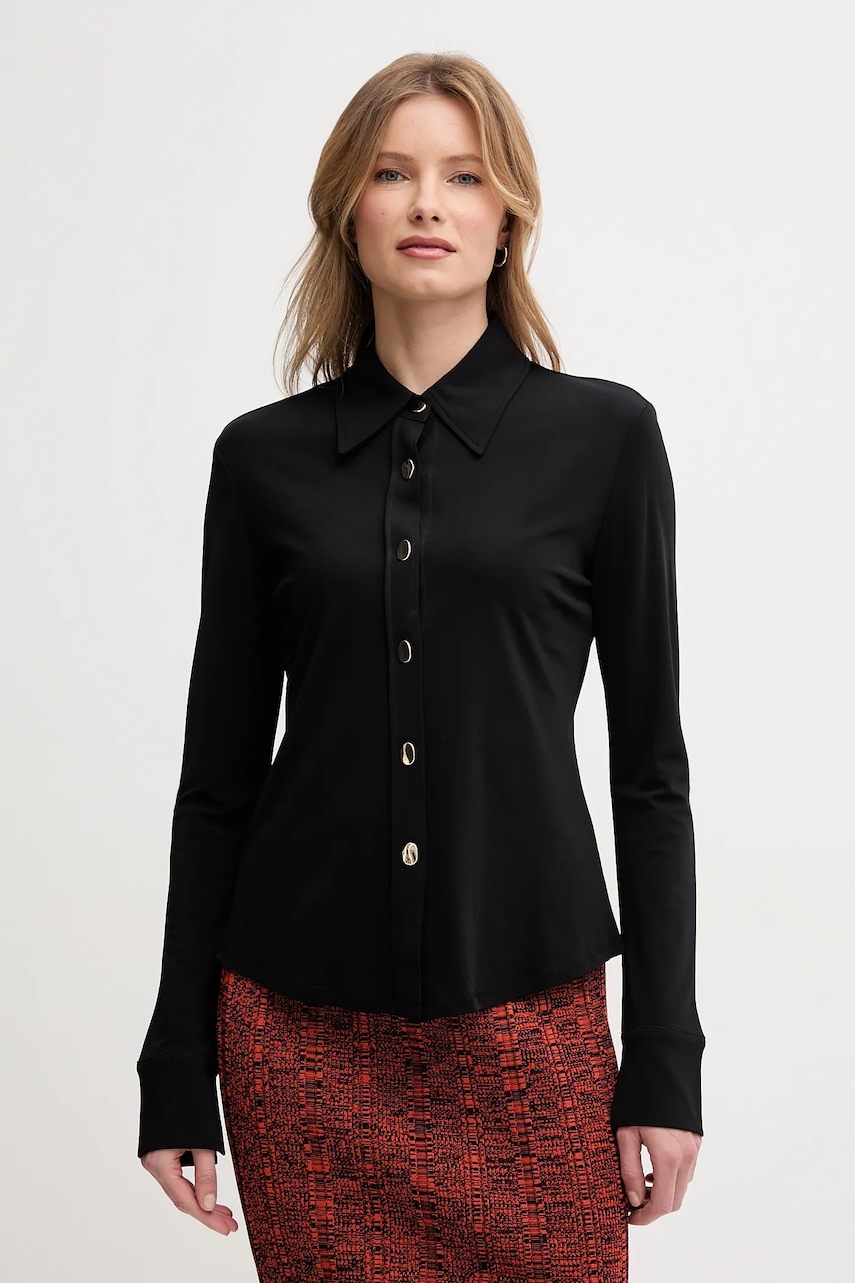 Sisley cămașă culoarea negru, cu guler clasic, regular, 5FNTLQ08K Sisley cămașă culoarea negru, cu guler clasic, regular, 5FNTLQ08K
