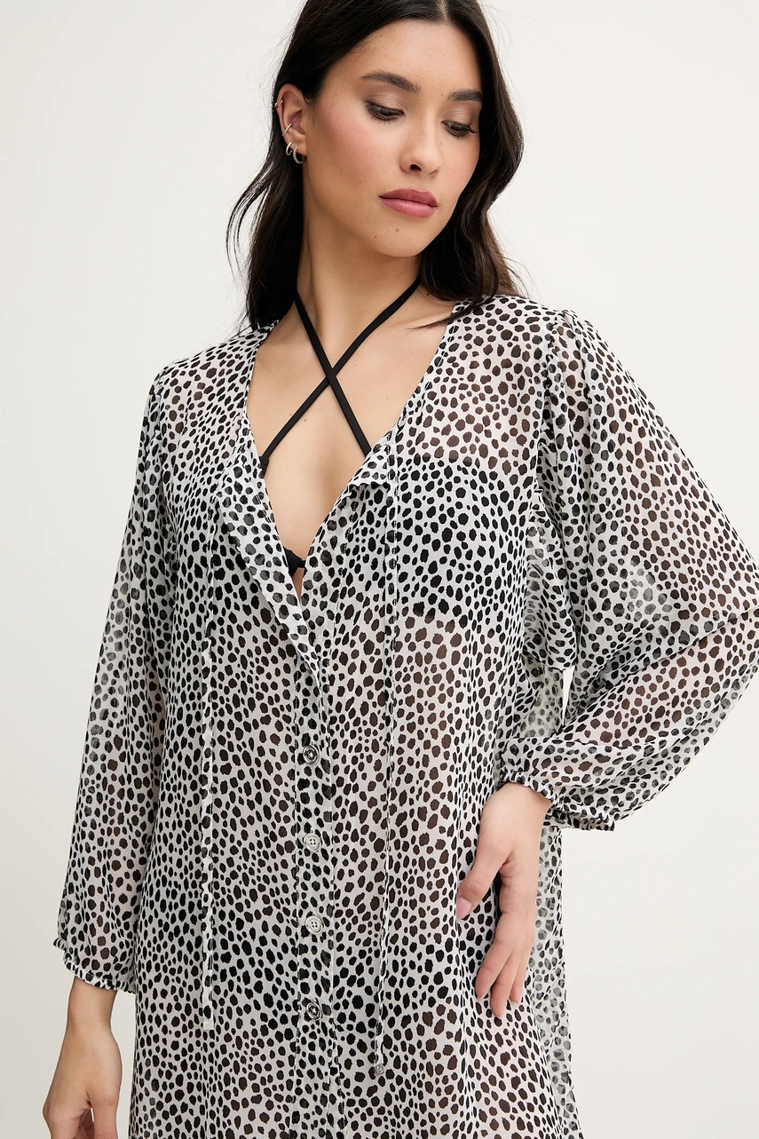 Πουκάμισο MICHAEL Michael Kors χρώμα: μαύρο, MM54791 φωτογραφία