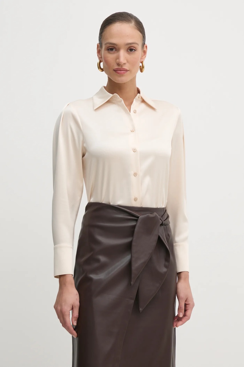 Levně Košile Marciano Guess DION dámská, béžová barva, regular, s klasickým límcem, 5RGH01 7246A
