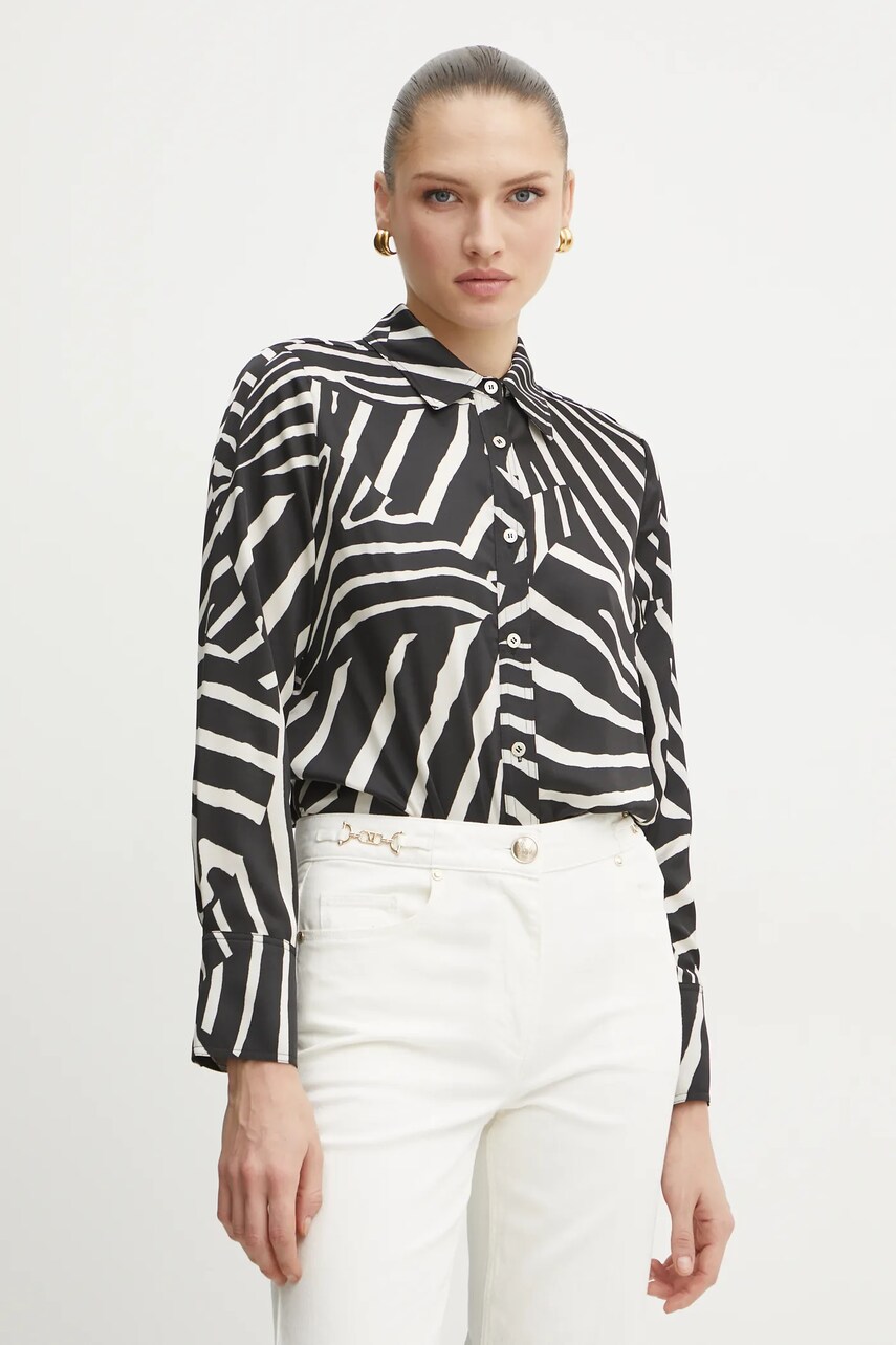 Levně Košile Marciano Guess MOLLY dámská, černá barva, regular, s klasickým límcem, 5RGH34 9917Z