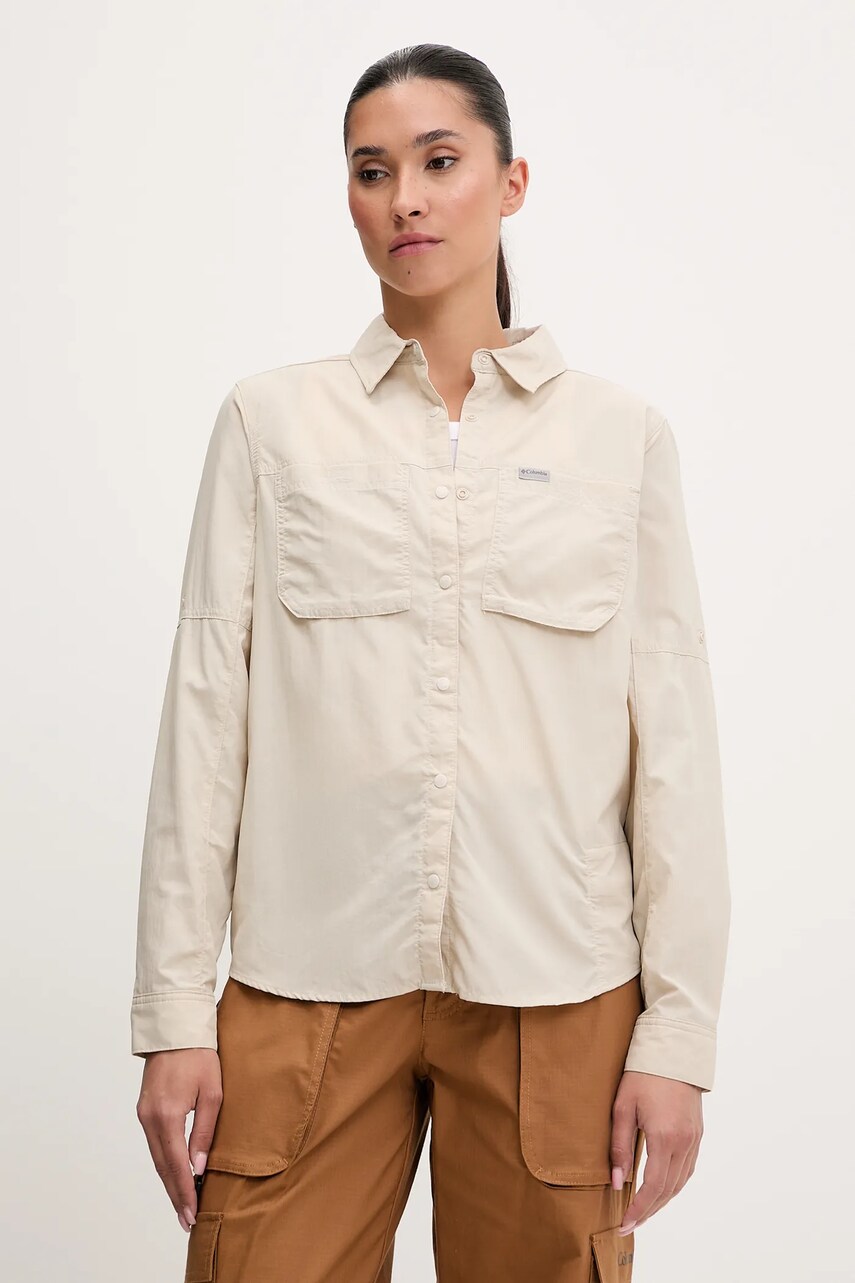 Columbia cămașă Skien Valley culoarea bej, cu guler clasic, regular, 2119283