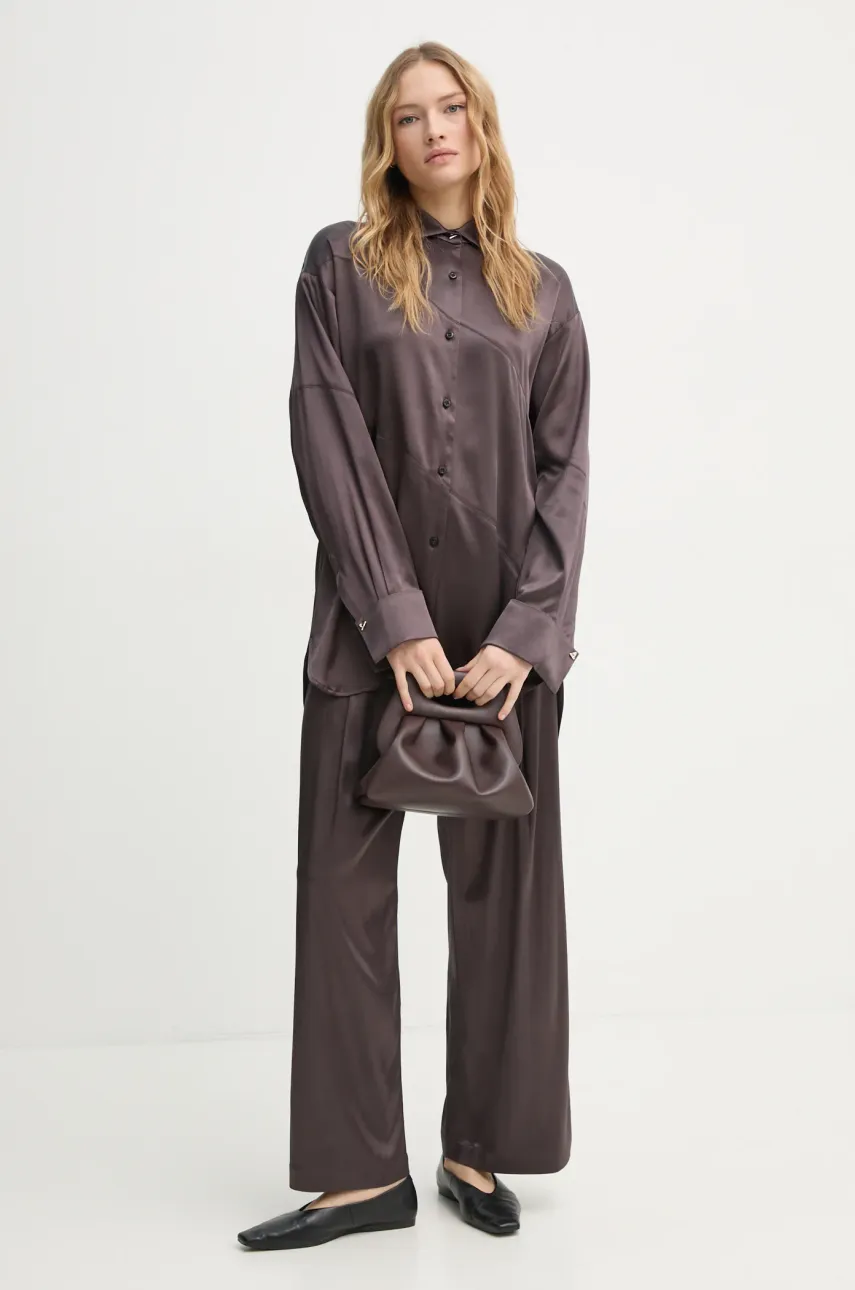 Рубашка AERON ABIGAIL женская цвет коричневый relaxed классический воротник SH187558 Рубашка AERON ABIGAIL женская цвет коричневый relaxed классический воротник SH187558