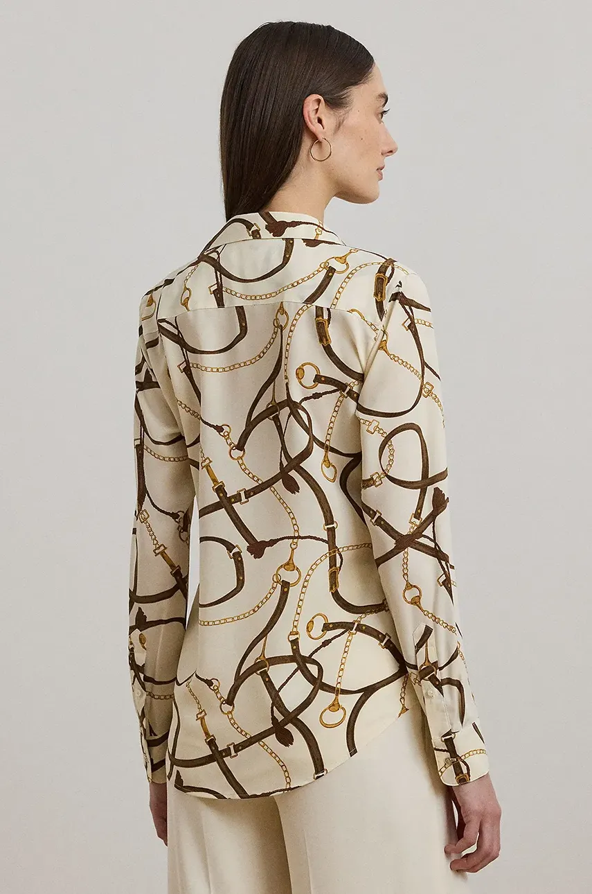Рубашка Lauren Ralph Lauren женская цвет бежевый regular классический воротник 200963444 Рубашка Lauren Ralph Lauren женская цвет бежевый regular классический воротник 200963444