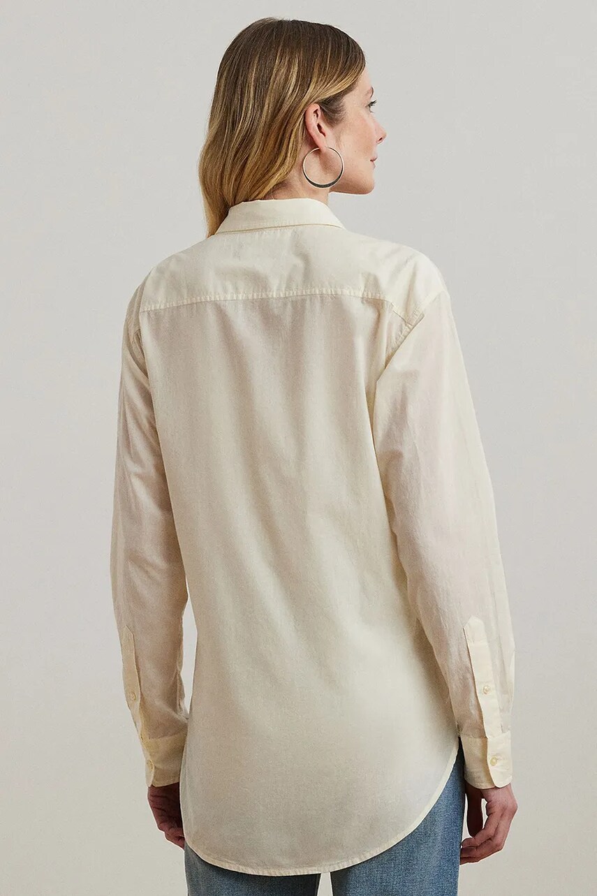 Хлопковая рубашка Lauren Ralph Lauren цвет бежевый relaxed классический воротник 200963736 Хлопковая рубашка Lauren Ralph Lauren цвет бежевый relaxed классический воротник 200963736