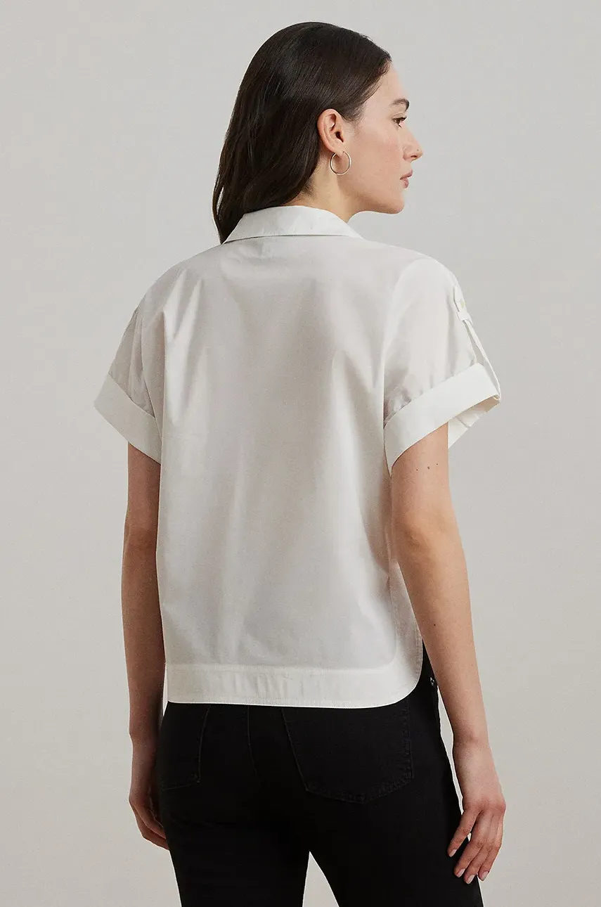 Рубашка Lauren Ralph Lauren женская цвет белый relaxed классический воротник 200966988 Рубашка Lauren Ralph Lauren женская цвет белый relaxed классический воротник 200966988