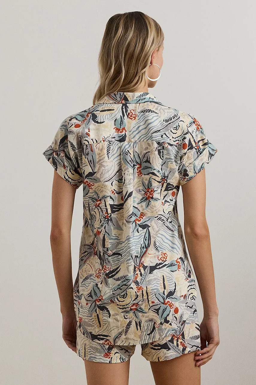 Льняная рубашка Lauren Ralph Lauren цвет бежевый relaxed классический воротник 200963699 Льняная рубашка Lauren Ralph Lauren цвет бежевый relaxed классический воротник 200963699