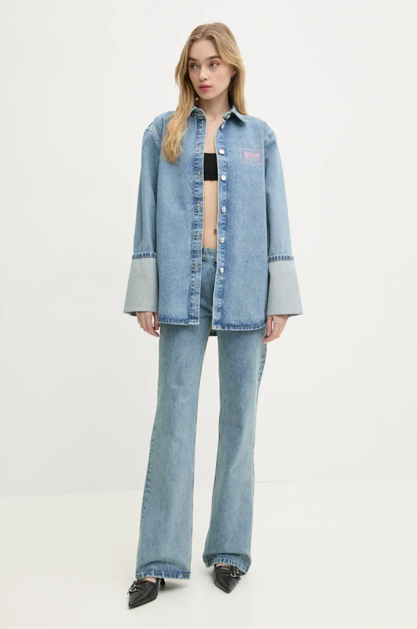Джинсовая рубашка Moschino Jeans женская relaxed классический воротник 0216 3217 Джинсовая рубашка Moschino Jeans женская relaxed классический воротник 0216 3217