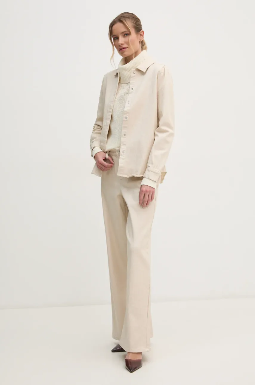 Рубашка Dkny женская цвет бежевый relaxed классический воротник DJ4W2089 Рубашка Dkny женская цвет бежевый relaxed классический воротник DJ4W2089