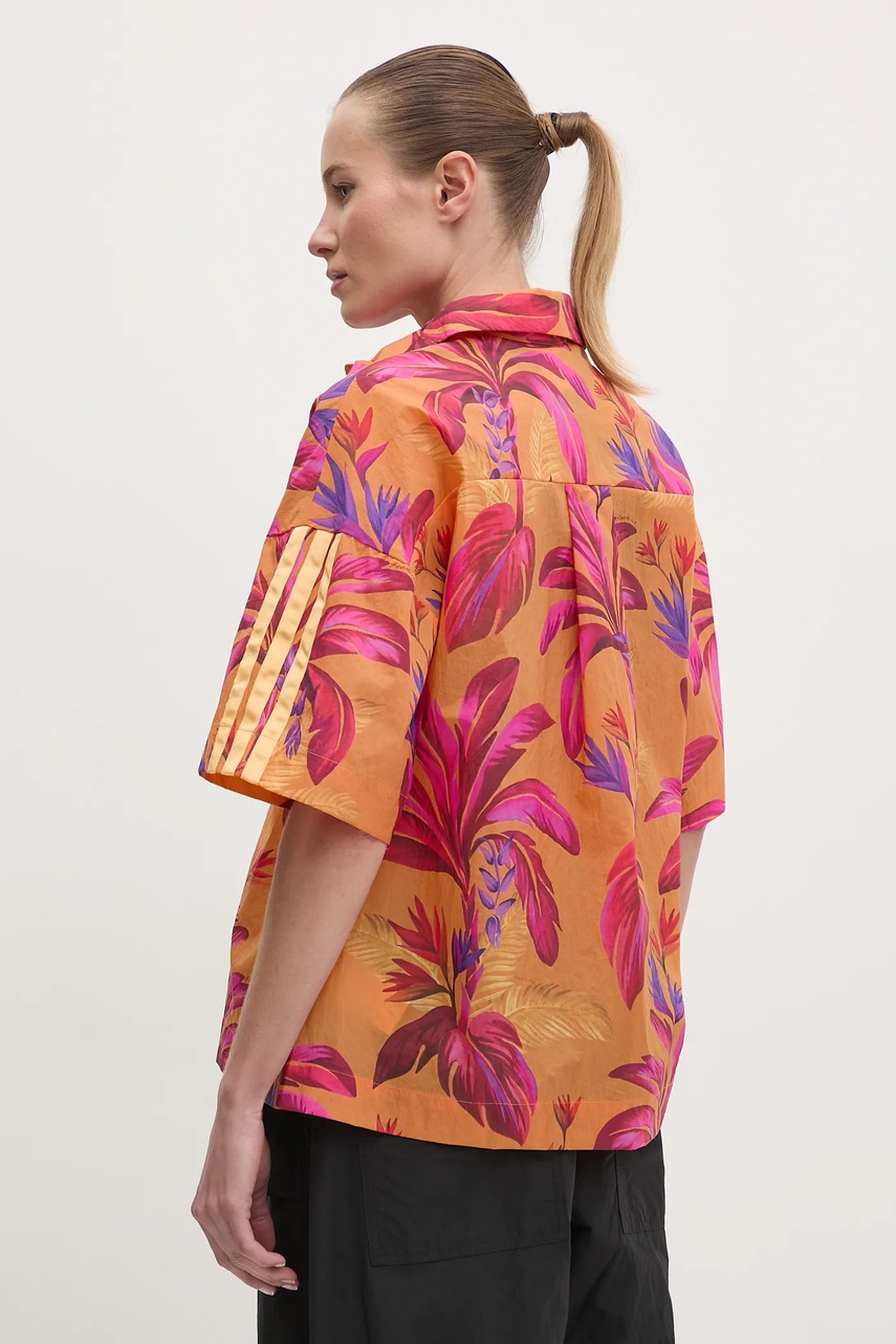 Πουκάμισο adidas x Farm Rio χρώμα: πορτοκαλί, JD6281 φωτογραφία