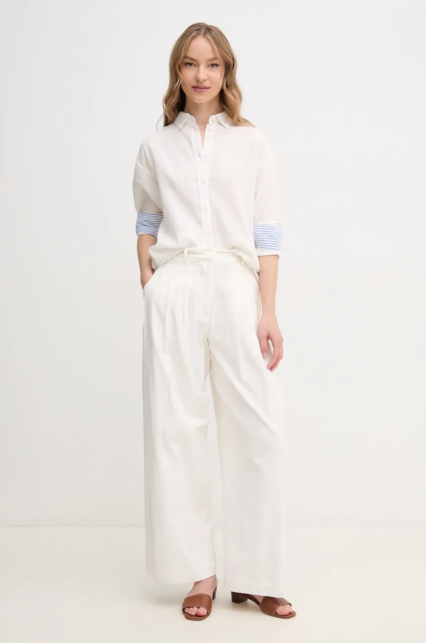 Льняная рубашка Pepe Jeans CHIPPER женская цвет белый relaxed классический воротник PL304993 Льняная рубашка Pepe Jeans CHIPPER женская цвет белый relaxed классический воротник PL304993
