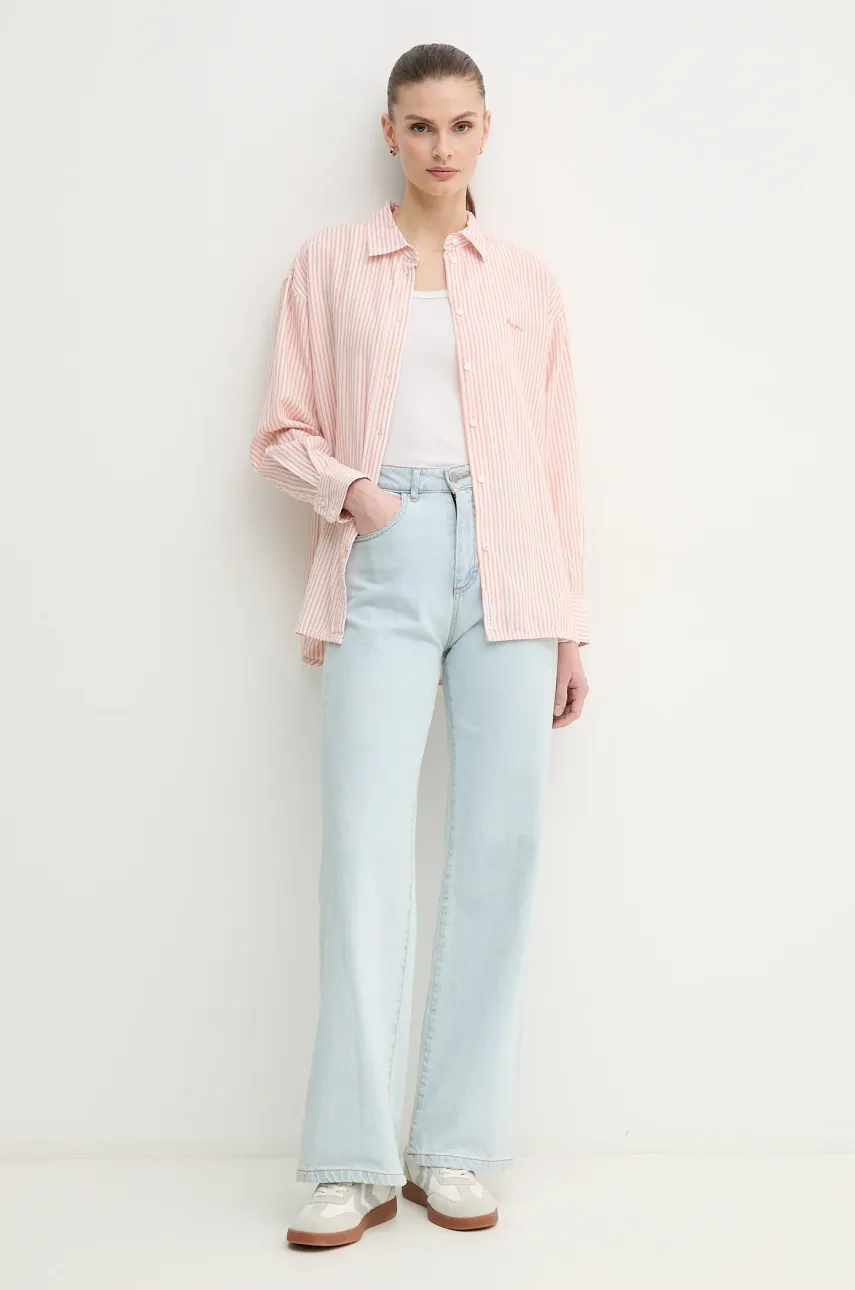 Льняная рубашка Pepe Jeans DREAM женская цвет оранжевый regular классический воротник PL305033 Льняная рубашка Pepe Jeans DREAM женская цвет оранжевый regular классический воротник PL305033
