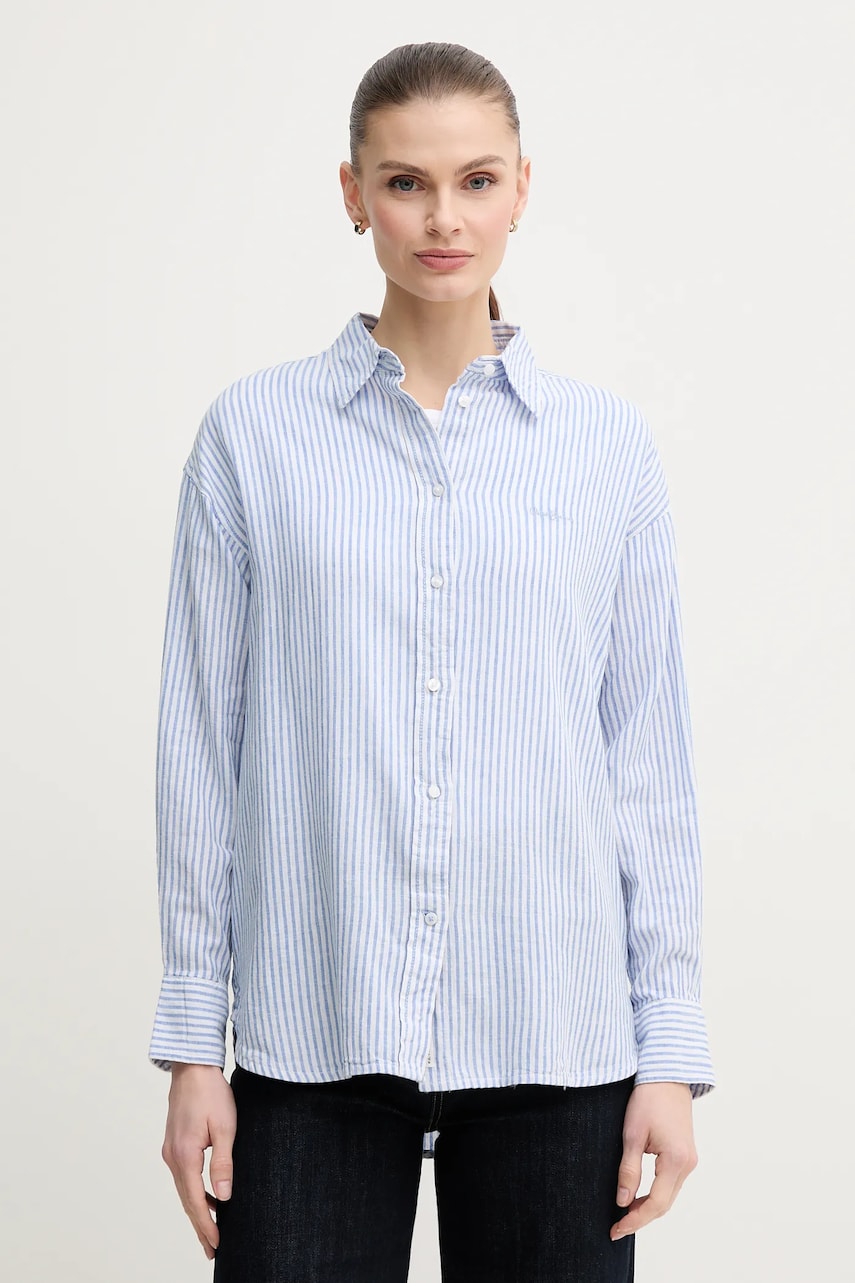 Pepe Jeans camasa de in DREAM femei, cu guler clasic, regular, PL305033 Pepe Jeans camasa de in DREAM femei, cu guler clasic, regular, PL305033