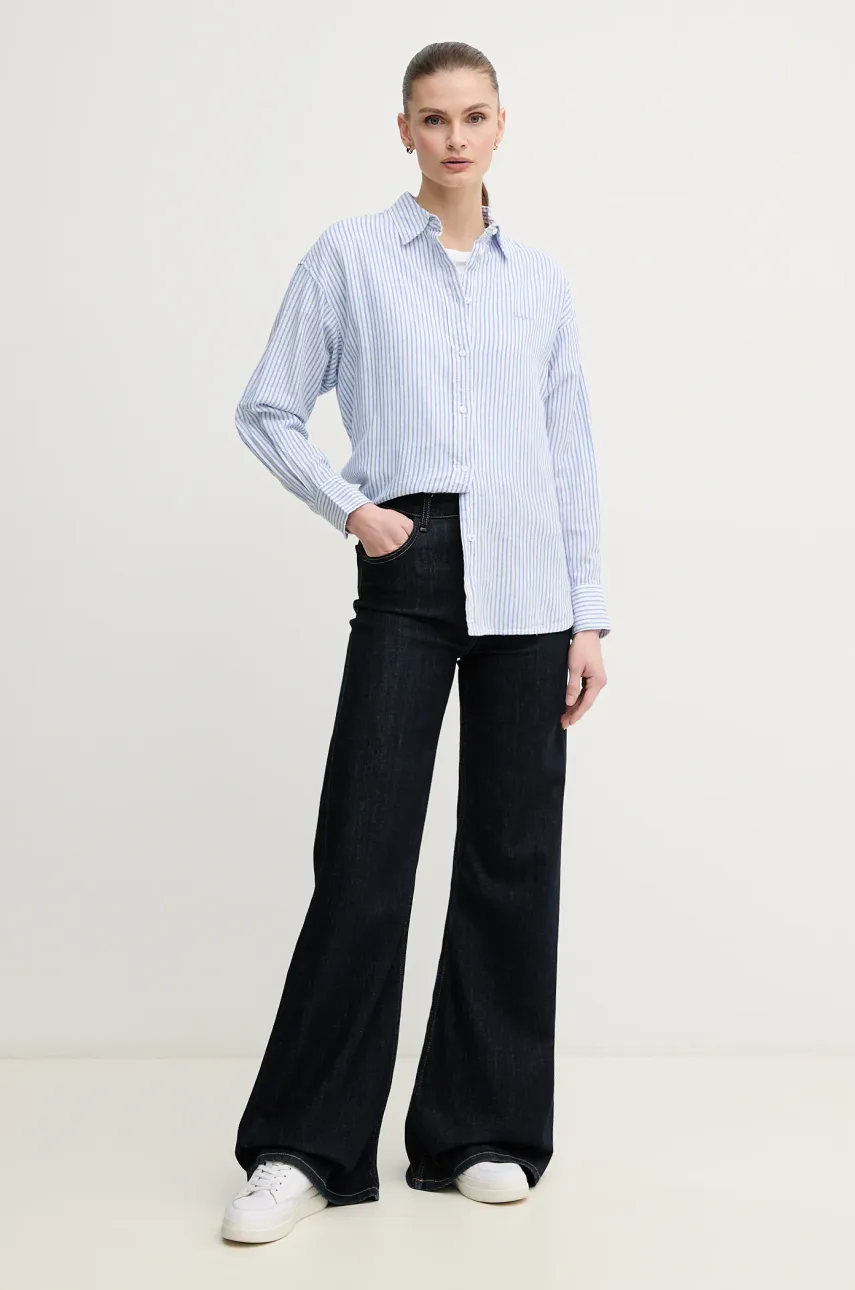 Льняная рубашка Pepe Jeans DREAM женская regular классический воротник PL305033 Льняная рубашка Pepe Jeans DREAM женская regular классический воротник PL305033