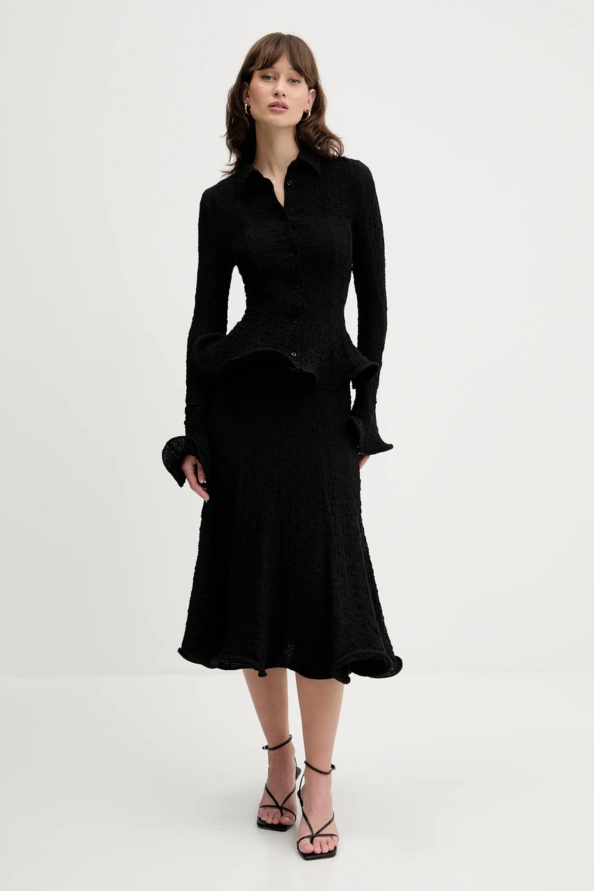 Рубашка MSGM цвет чёрный slim классический воротник 3842MDE08.257317