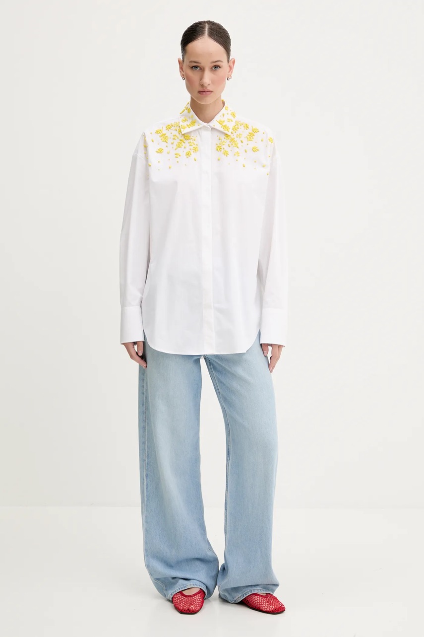 Хлопковая рубашка MSGM цвет белый regular классический воротник 3842MDE23X.257315 Хлопковая рубашка MSGM цвет белый regular классический воротник 3842MDE23X.257315