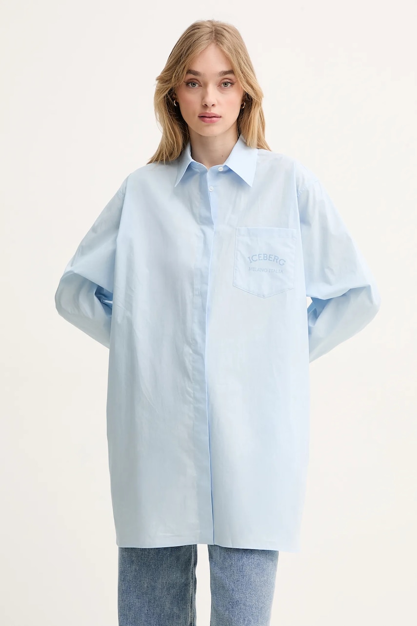 Хлопковая рубашка Iceberg женская relaxed классический воротник G061 0132 Хлопковая рубашка Iceberg женская relaxed классический воротник G061 0132