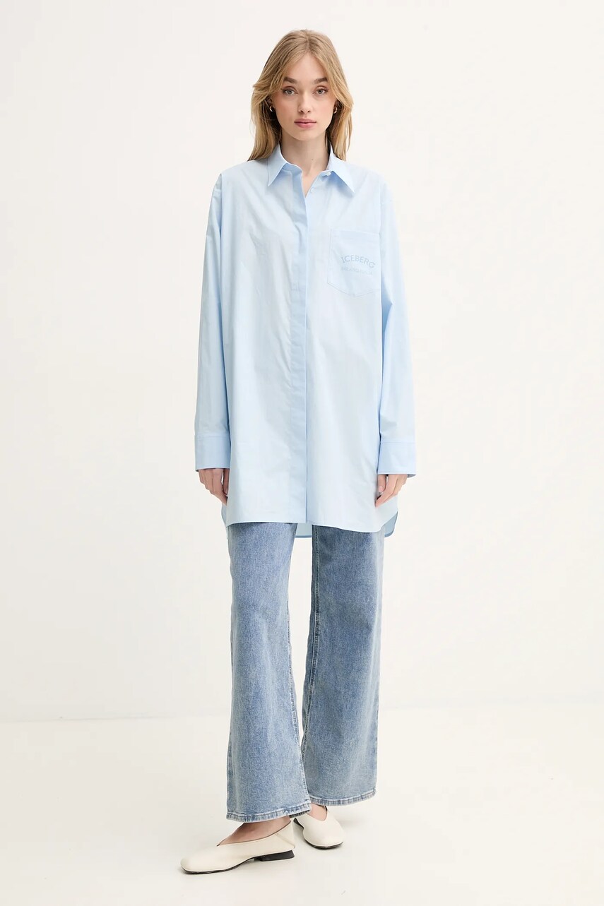 Хлопковая рубашка Iceberg женская relaxed классический воротник G061 0132 Хлопковая рубашка Iceberg женская relaxed классический воротник G061 0132