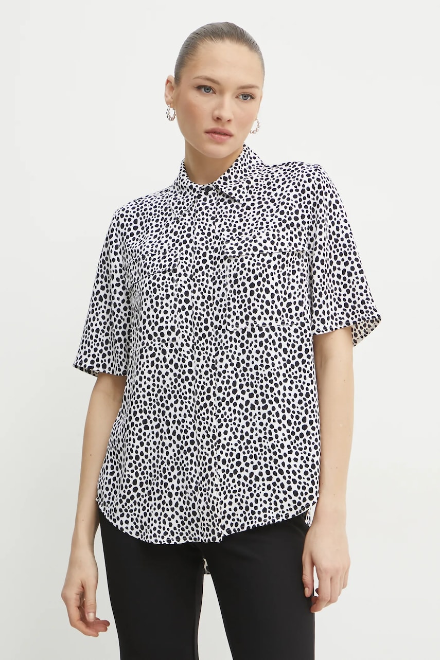 MICHAEL Michael Kors camasa femei, culoarea alb, cu guler clasic, relaxed, MR540S2GS6 MICHAEL Michael Kors camasa femei, culoarea alb, cu guler clasic, relaxed, MR540S2GS6
