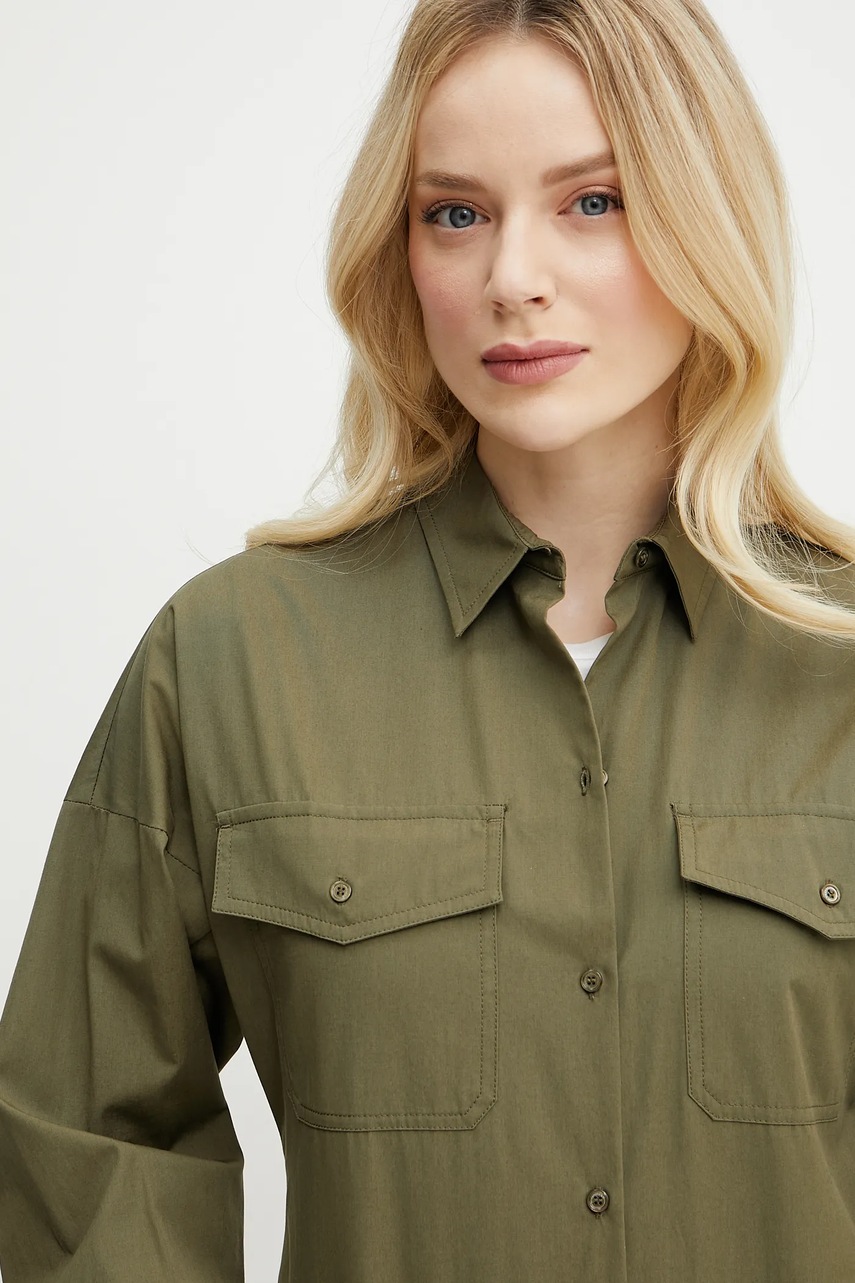 Βαμβακερό πουκάμισο Weekend Max Mara χρώμα: πράσινο, 2515111021600 φωτογραφία