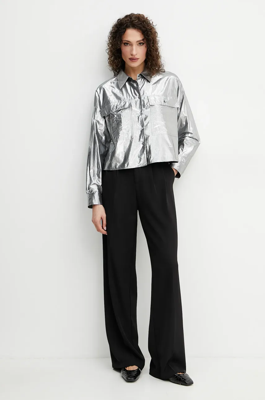 Рубашка Weekend Max Mara женская цвет серебрянный relaxed классический воротник 2515111061600 Рубашка Weekend Max Mara женская цвет серебрянный relaxed классический воротник 2515111061600