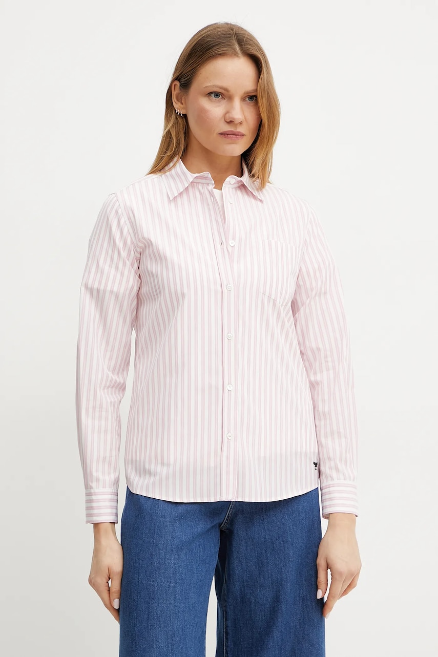 Weekend Max Mara camasa din bumbac femei, culoarea roz, cu guler clasic, regular, 2515111081600 Weekend Max Mara camasa din bumbac femei, culoarea roz, cu guler clasic, regular, 2515111081600