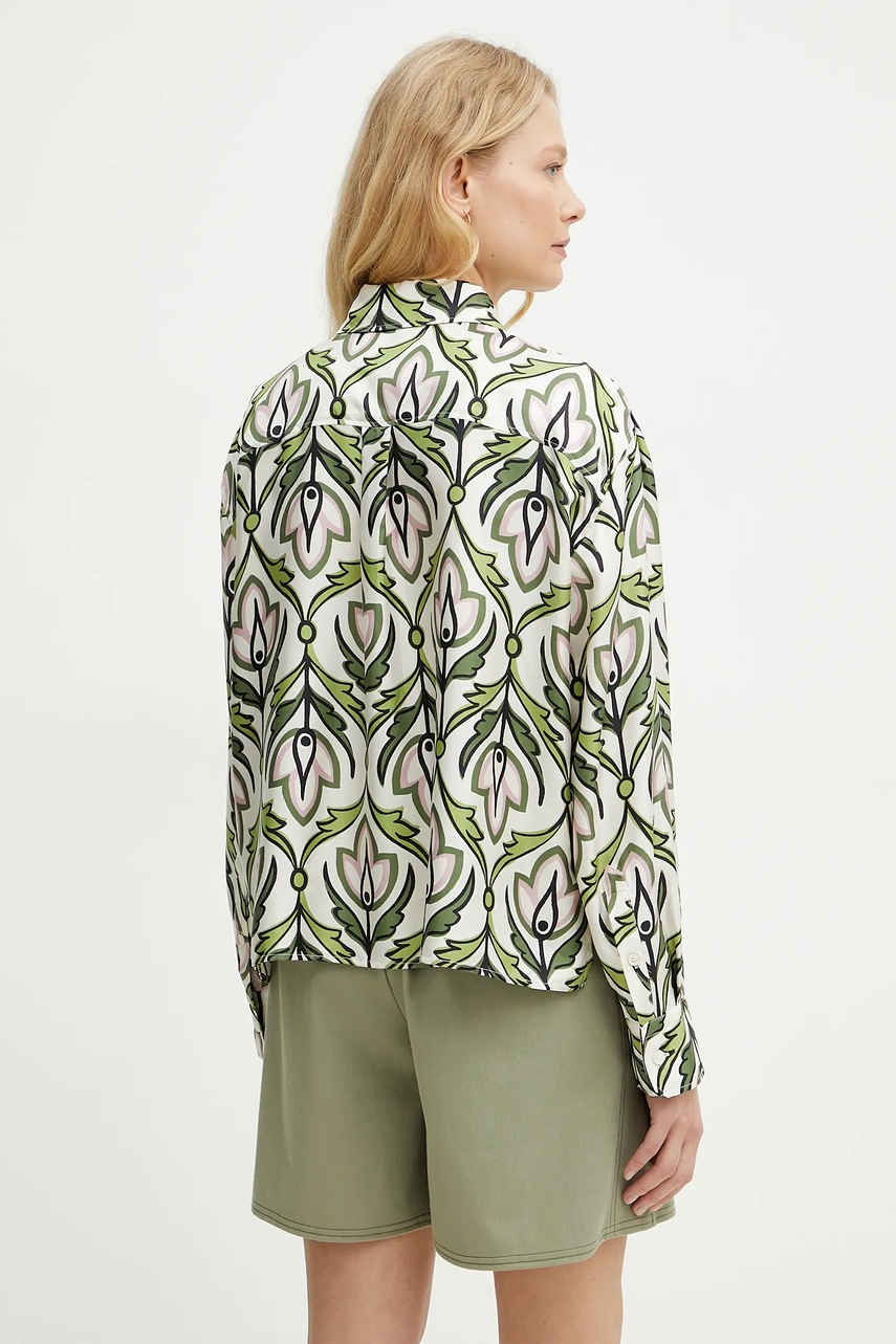 Weekend Max Mara selyem ing női, galléros, zöld, regular, 2515111131600 termék 2. képe