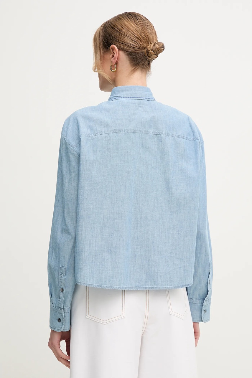 Βαμβακερό πουκάμισο Weekend Max Mara χρώμα: μπλε, 2515111141600 φωτογραφία