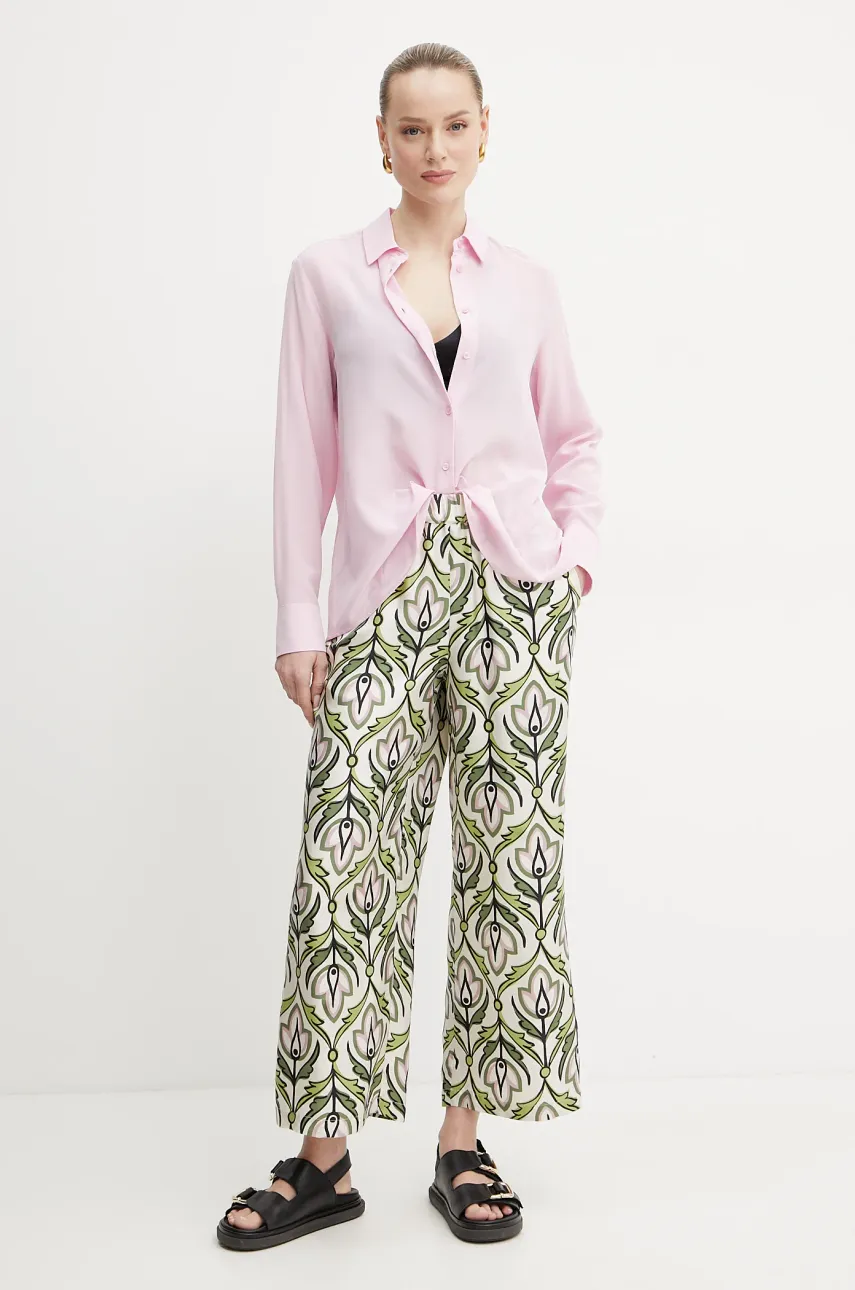 Шелковая рубашка Weekend Max Mara женская цвет розовый relaxed классический воротник 2515111161600 Шелковая рубашка Weekend Max Mara женская цвет розовый relaxed классический воротник 2515111161600