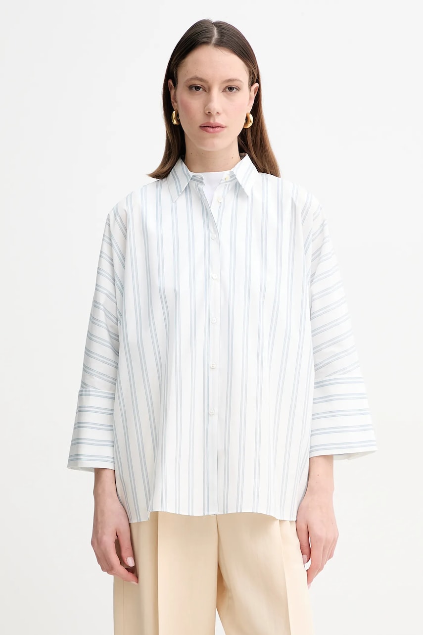 Weekend Max Mara cămașă din bumbac femei, culoarea bej, cu guler clasic, relaxed, 2515111092600 Weekend Max Mara cămașă din bumbac femei, culoarea bej, cu guler clasic, relaxed, 2515111092600