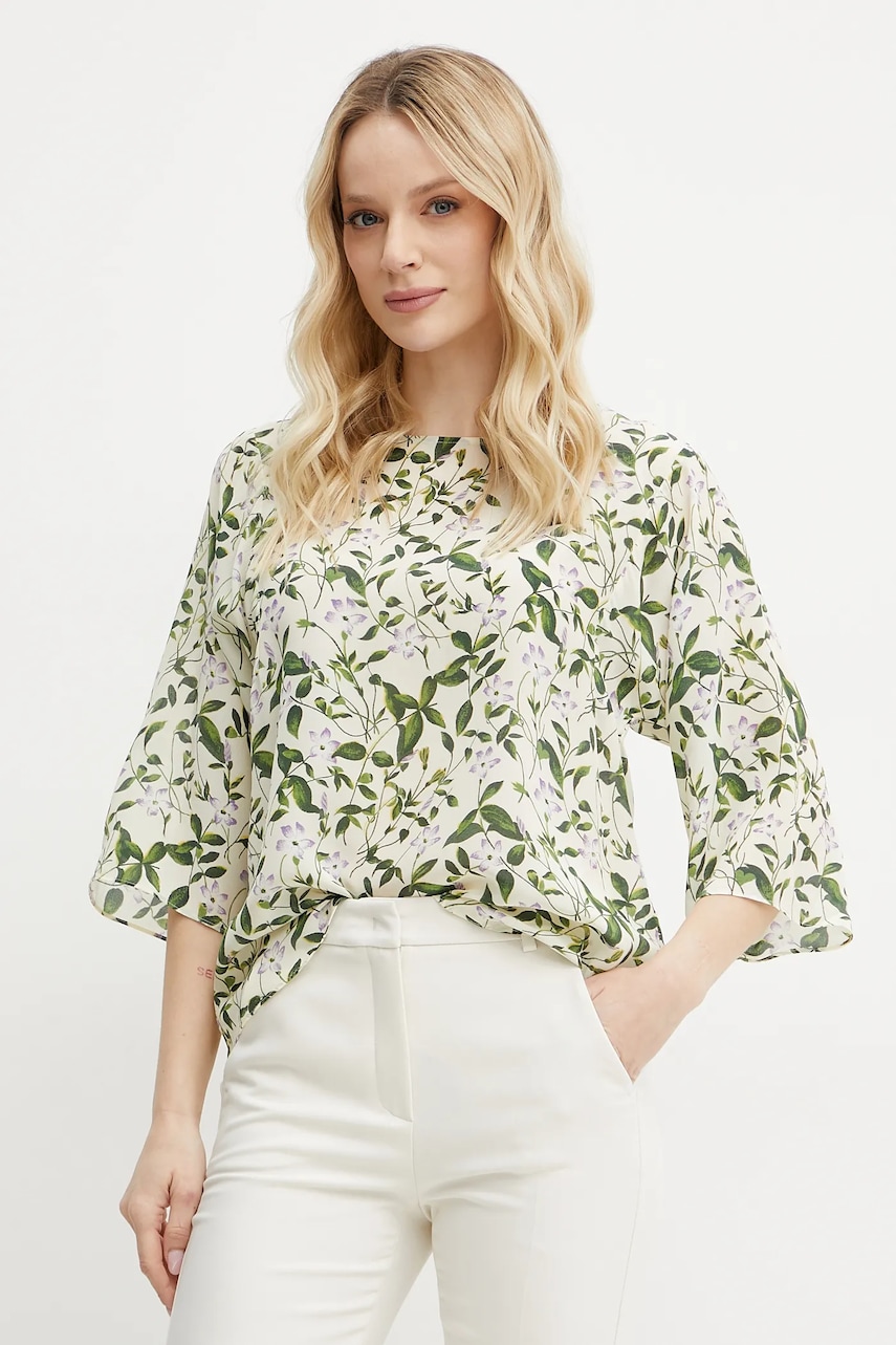 Weekend Max Mara bluza de matase femei, culoarea bej, modelator, 2515111102600 Weekend Max Mara bluza de matase femei, culoarea bej, modelator, 2515111102600
