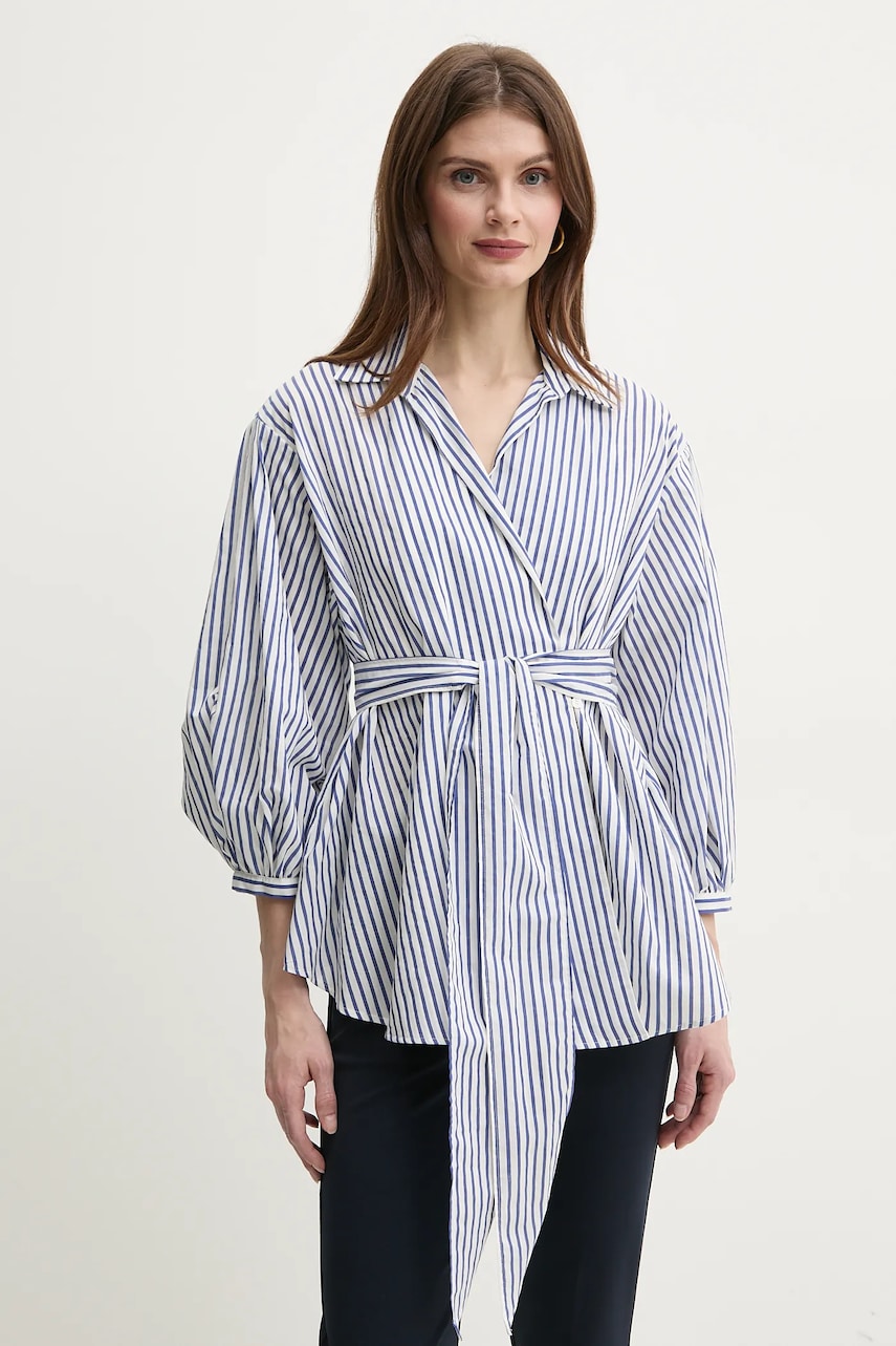 Weekend Max Mara camasa din amestec de matase femei, culoarea violet, cu guler clasic, relaxed, 2515111142600