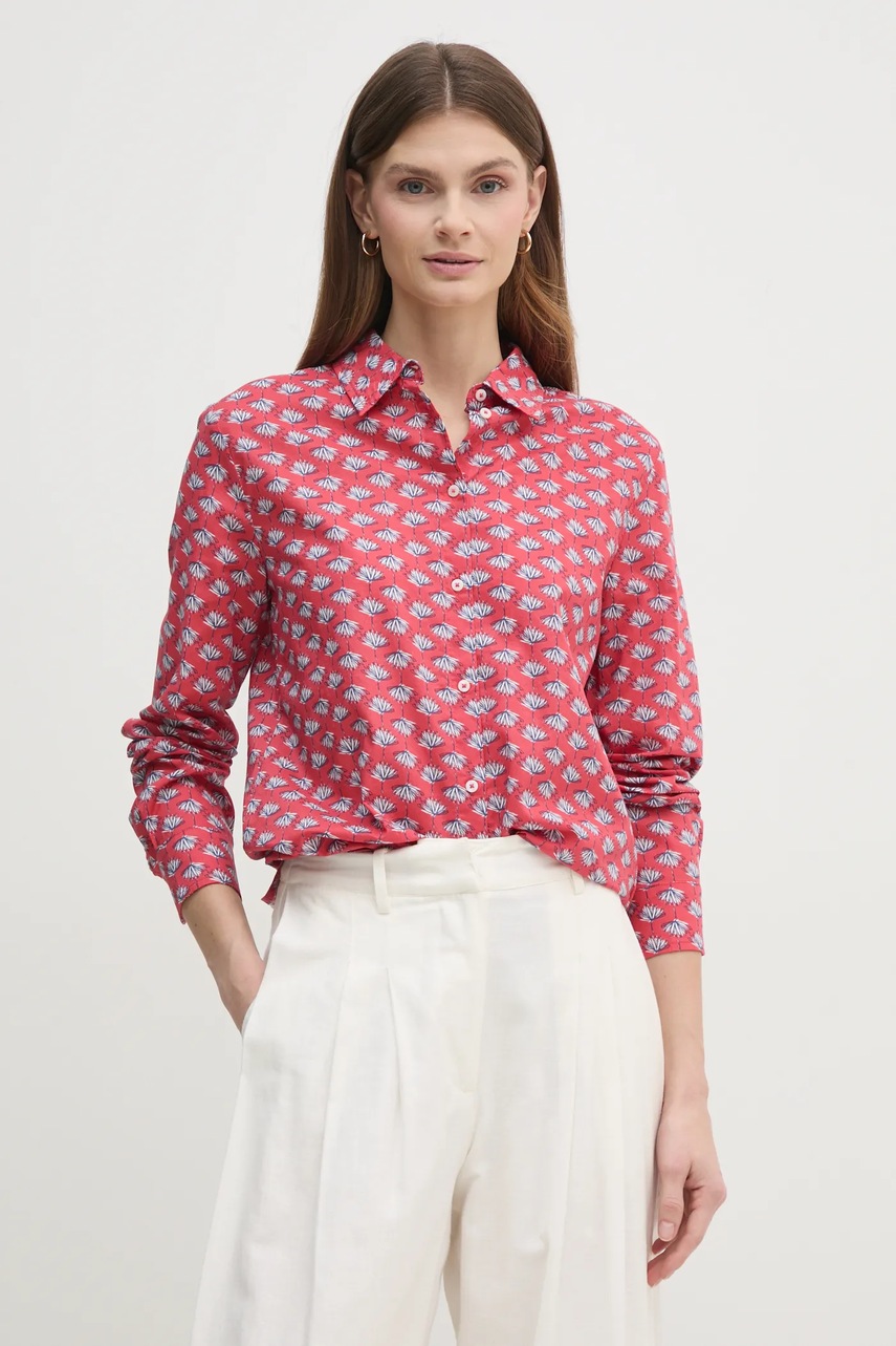 United Colors of Benetton camasa femei, culoarea roz, cu guler clasic, regular, 5Q6SDQ0AY