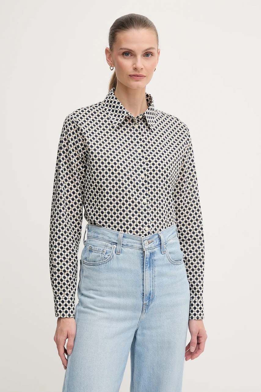 United Colors of Benetton cămașă culoarea alb, cu guler clasic, regular, 5Q6SDQ0AY