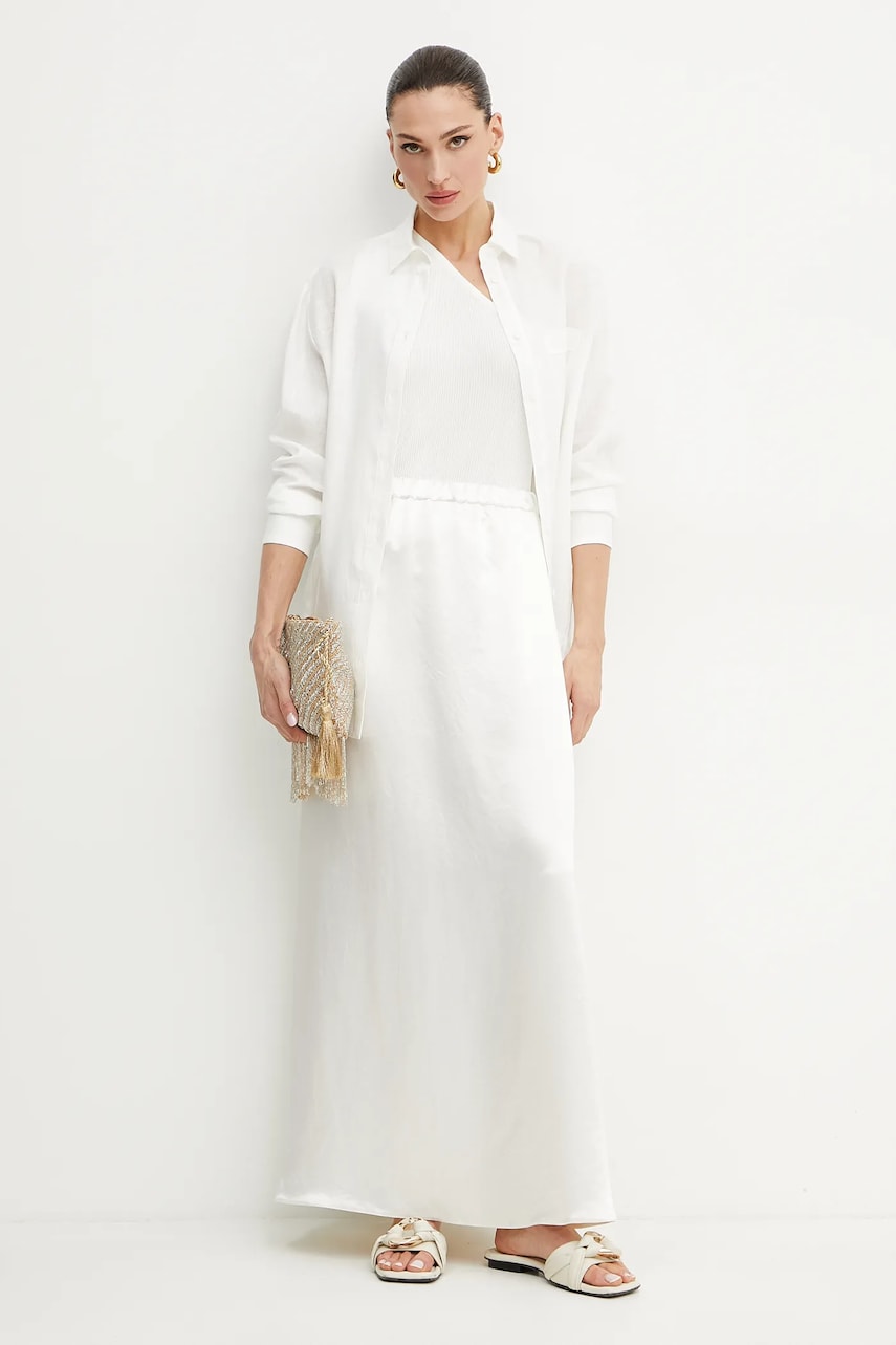 Льняная рубашка MM женская цвет белый relaxed классический воротник 2516111018600 Льняная рубашка MM женская цвет белый relaxed классический воротник 2516111018600