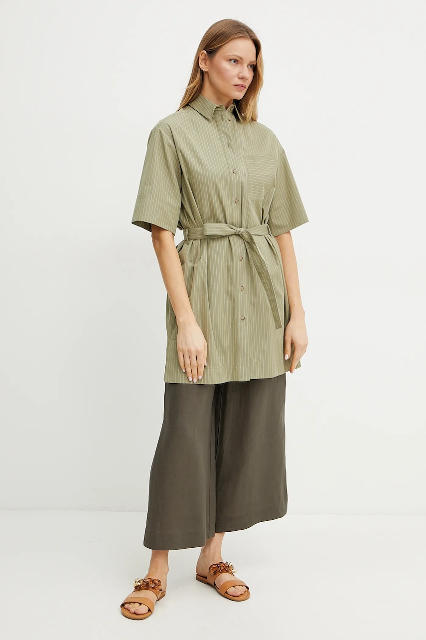 Хлопковая рубашка MM женская цвет зелёный relaxed классический воротник 2516191018600 Хлопковая рубашка MM женская цвет зелёный relaxed классический воротник 2516191018600