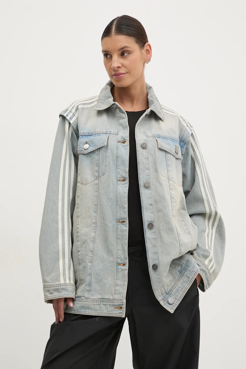 Levně Bunda adidas Originals DENIM SHIRT JKT modrá barva, přechodná, JX9209