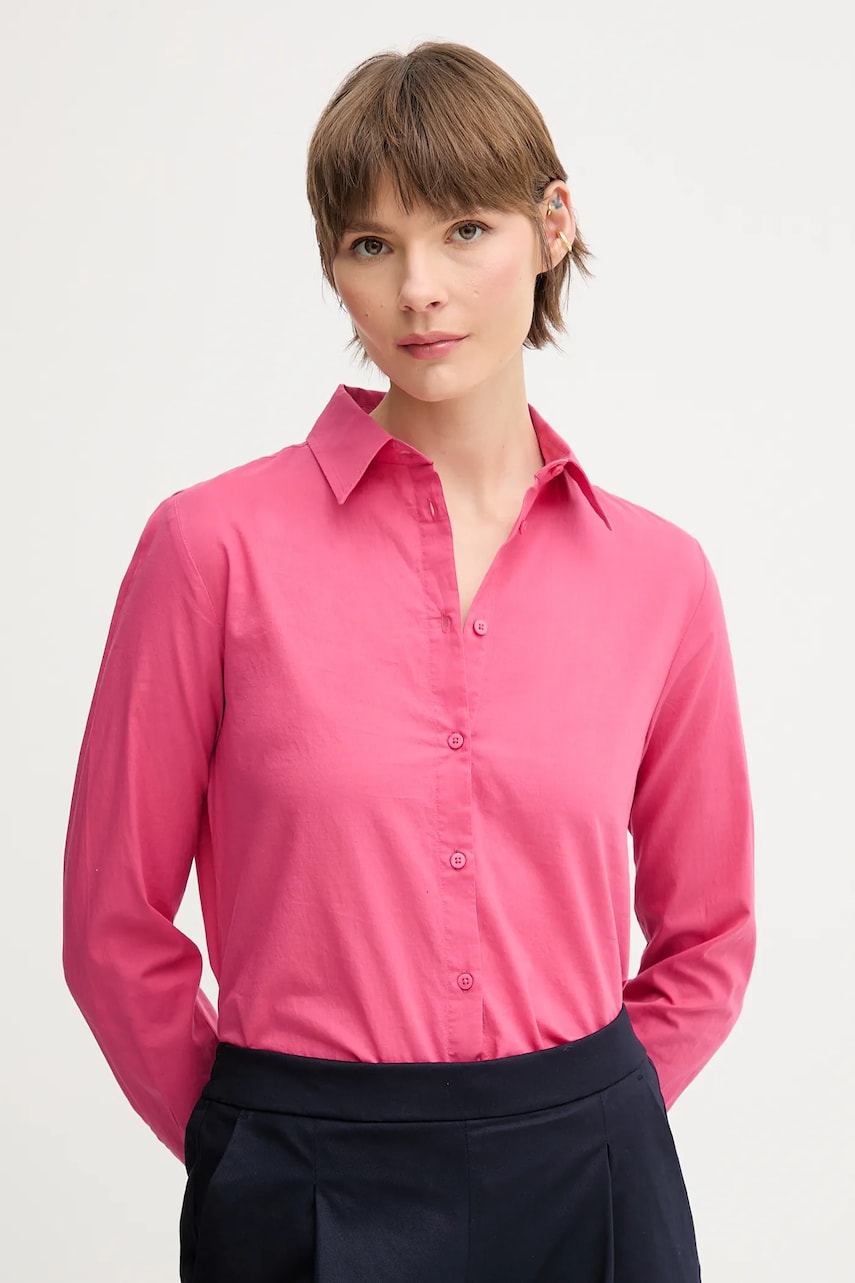United Colors of Benetton cămașă din bumbac femei, culoarea roz, cu guler clasic, regular, 5WPQDQ0AX United Colors of Benetton cămașă din bumbac femei, culoarea roz, cu guler clasic, regular, 5WPQDQ0AX