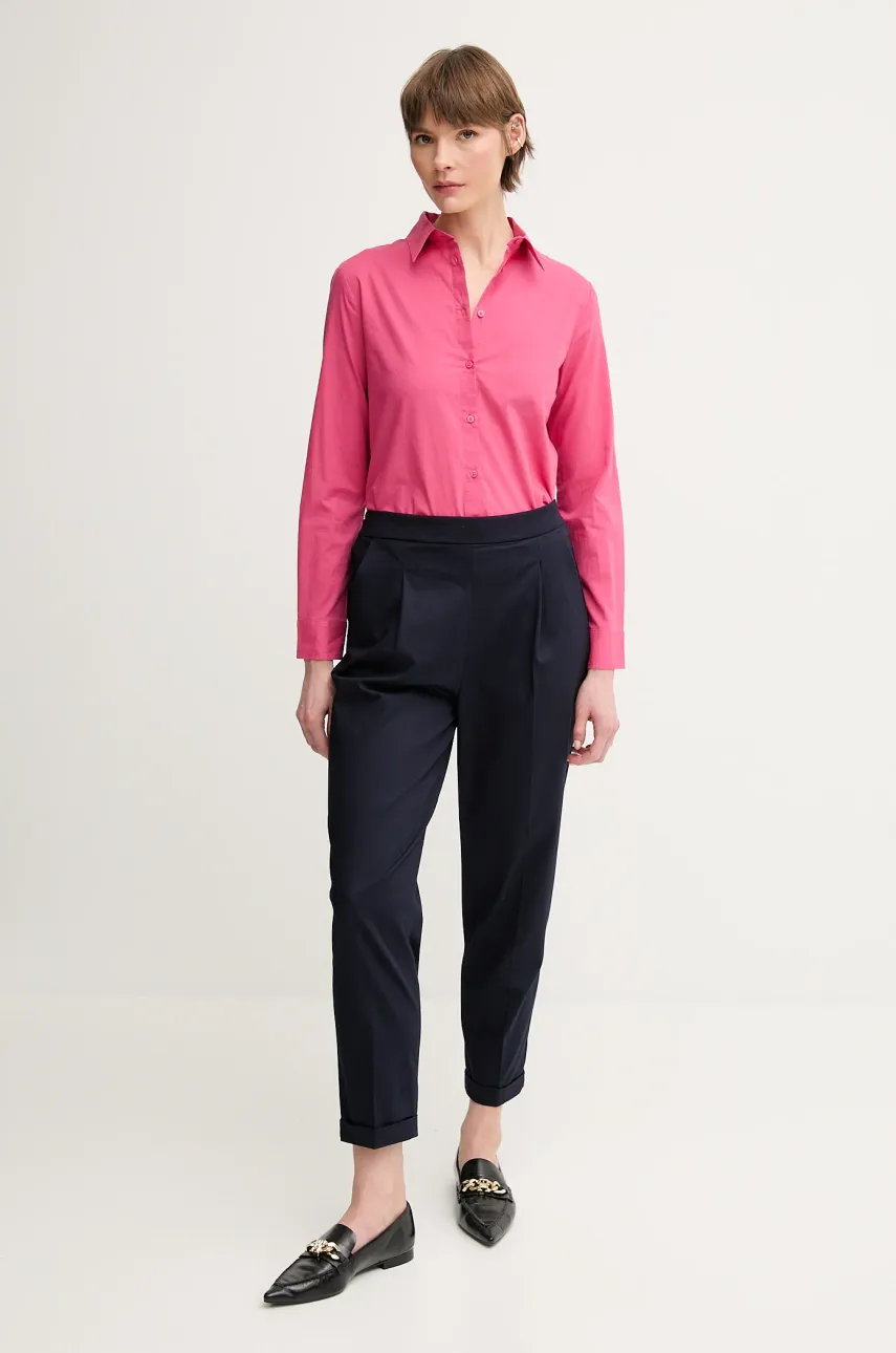 Хлопковая рубашка United Colors of Benetton женская цвет розовый regular классический воротник 5WPQDQ0AX Хлопковая рубашка United Colors of Benetton женская цвет розовый regular классический воротник 5WPQDQ0AX