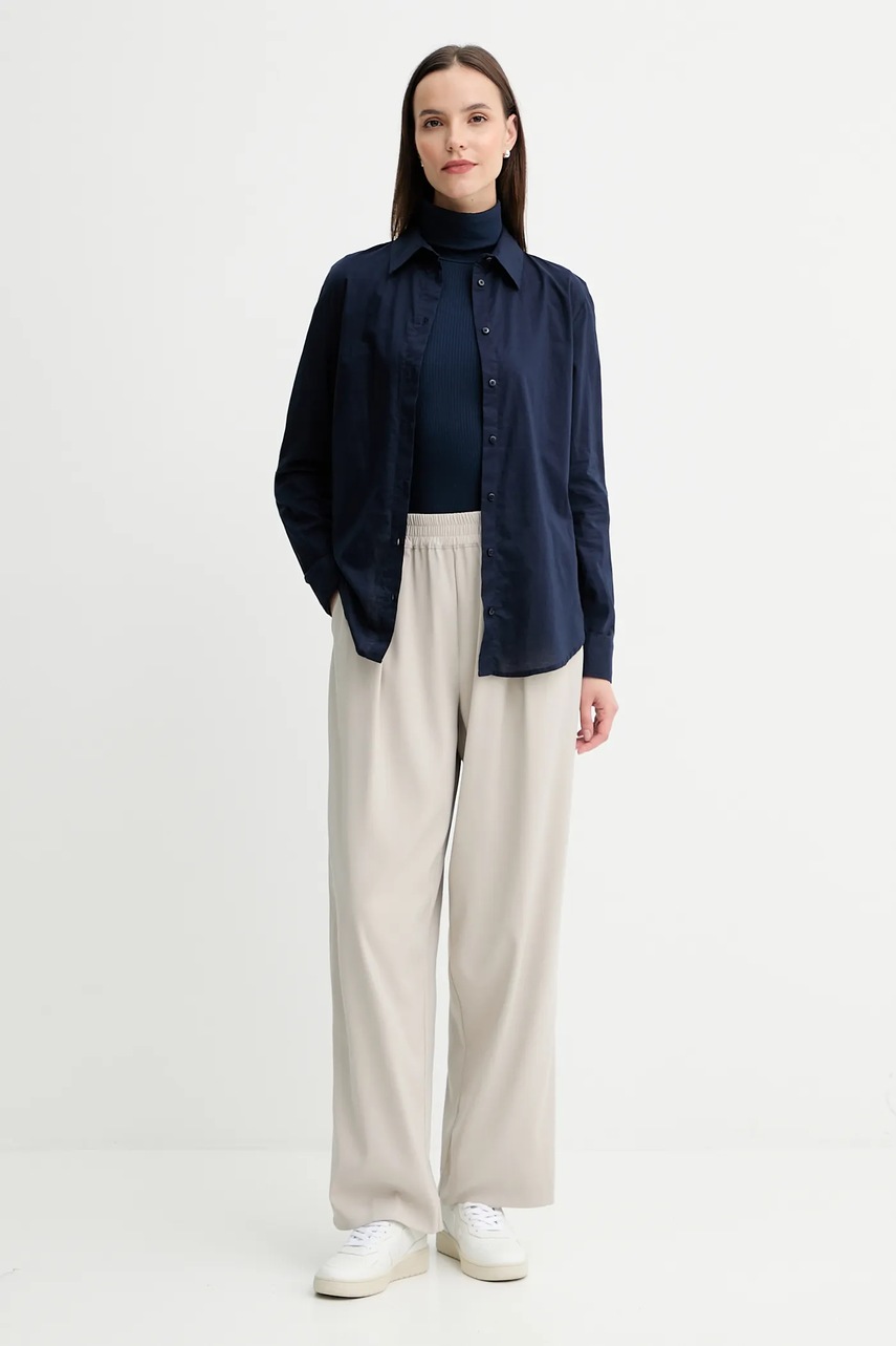 Хлопковая рубашка United Colors of Benetton цвет синий regular классический воротник 5WPQDQ0AX