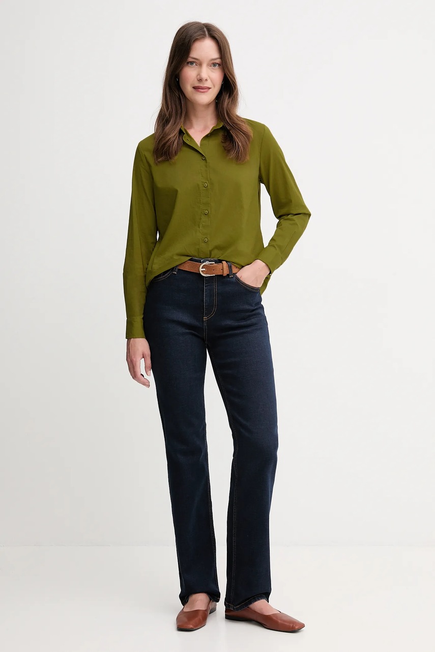 Хлопковая рубашка United Colors of Benetton цвет синий regular классический воротник 5WPQDQ0AX