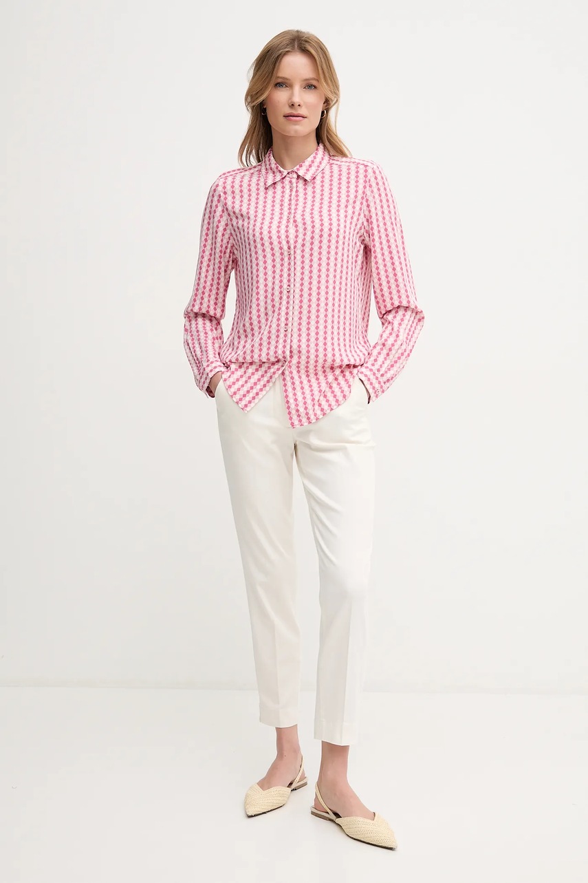 Рубашка United Colors of Benetton цвет розовый regular классический воротник 5T17DQ0AZ