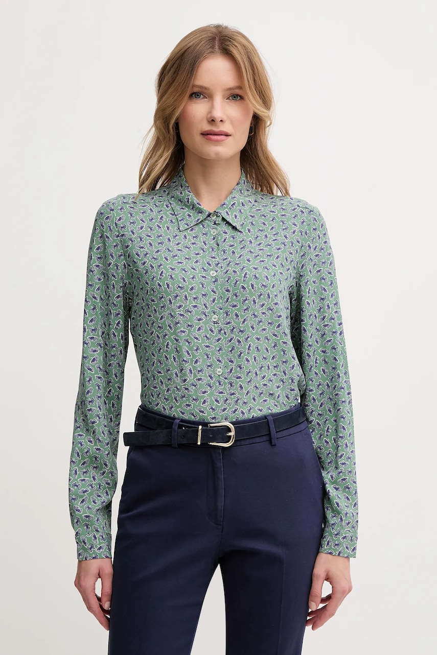 United Colors of Benetton cămașă culoarea verde, cu guler clasic, regular, 5T17DQ0AZ