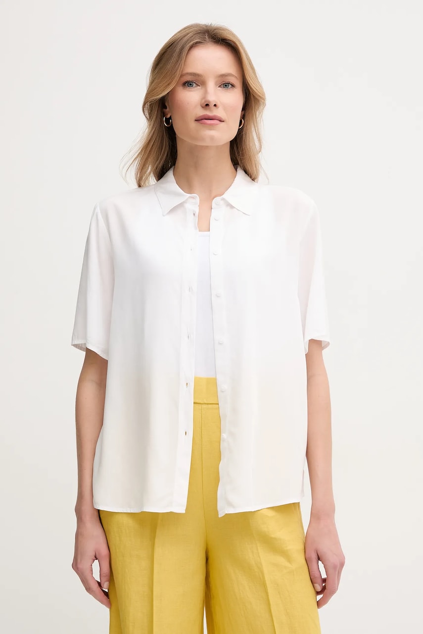 United Colors of Benetton cămașă femei, culoarea alb, cu guler clasic, regular, 5WPWDQ0B1 United Colors of Benetton cămașă femei, culoarea alb, cu guler clasic, regular, 5WPWDQ0B1