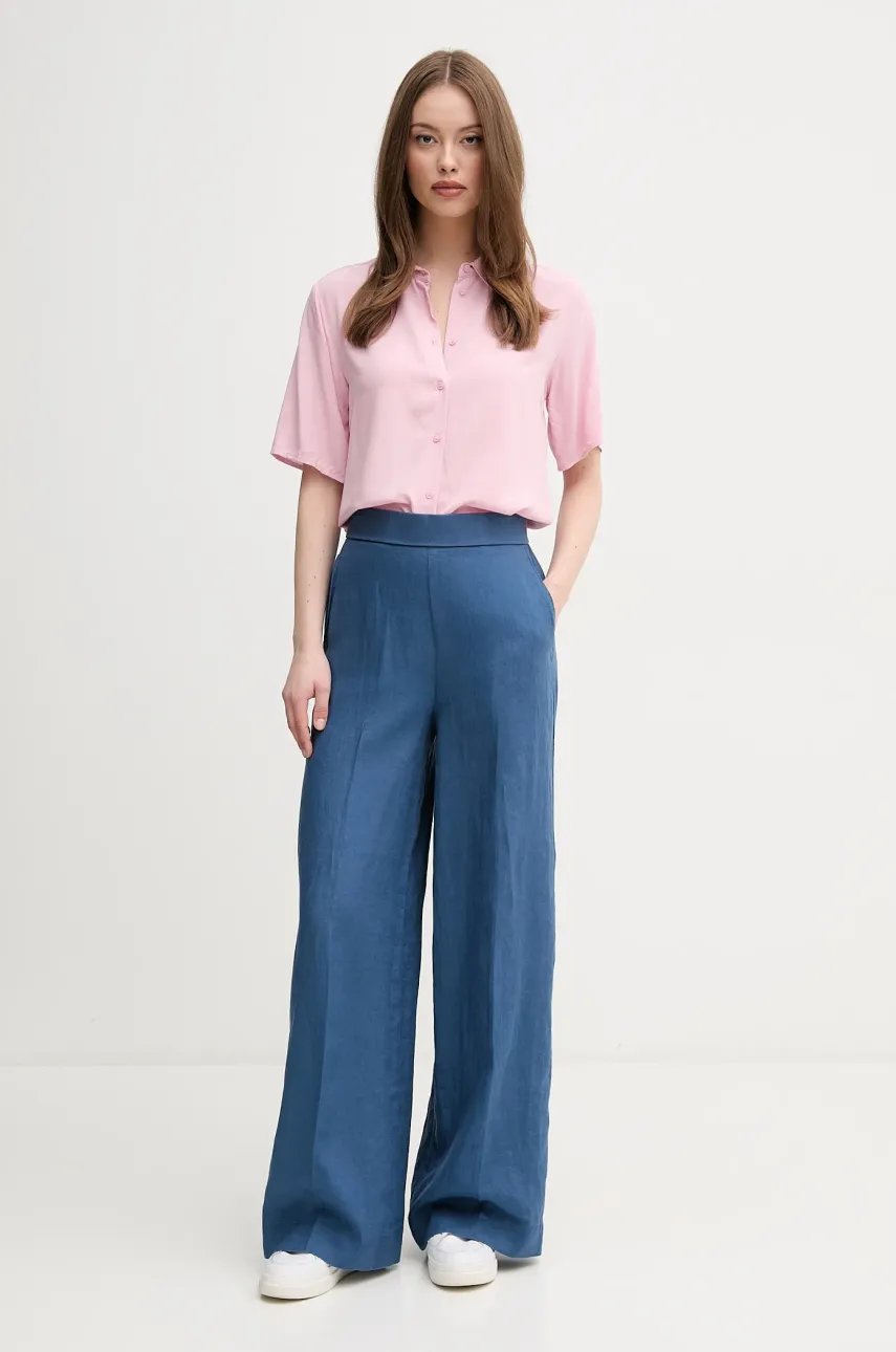 Рубашка United Colors of Benetton женская цвет розовый regular классический воротник 5WPWDQ0B1 Рубашка United Colors of Benetton женская цвет розовый regular классический воротник 5WPWDQ0B1