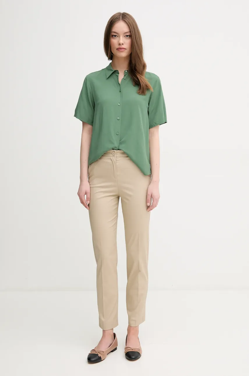 Рубашка United Colors of Benetton женская цвет зелёный regular классический воротник 5WPWDQ0B1 Рубашка United Colors of Benetton женская цвет зелёный regular классический воротник 5WPWDQ0B1