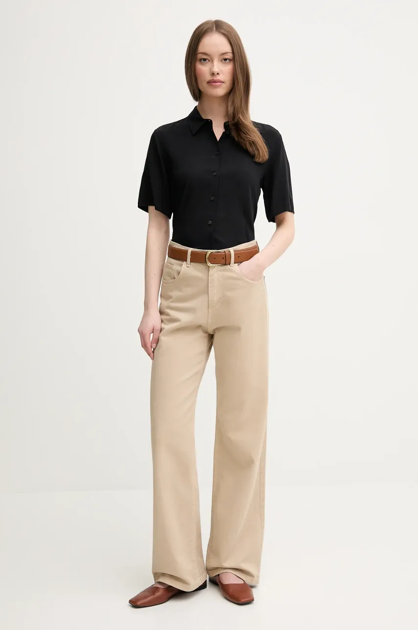 Рубашка United Colors of Benetton женская цвет чёрный regular классический воротник 5WPWDQ0B1 Рубашка United Colors of Benetton женская цвет чёрный regular классический воротник 5WPWDQ0B1