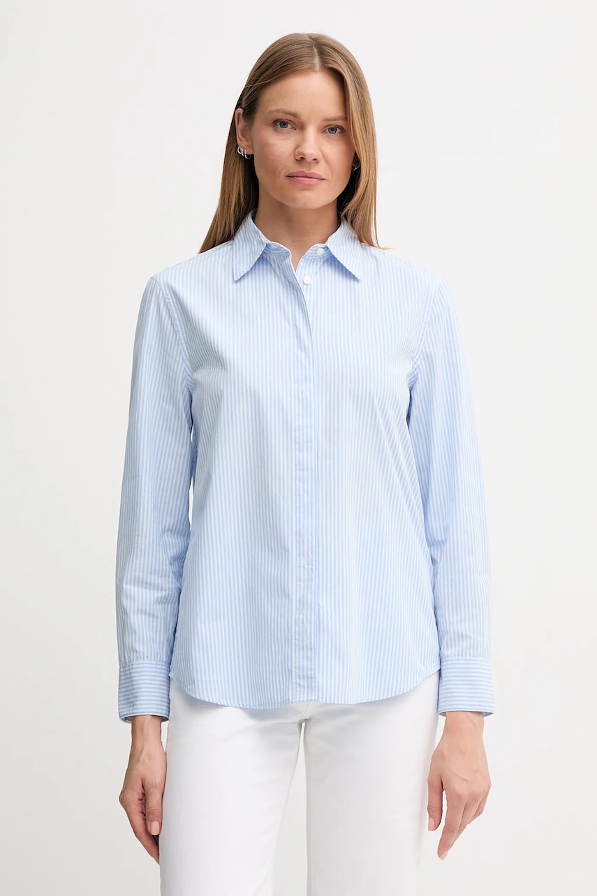 United Colors of Benetton cămașă din bumbac culoarea alb, cu guler clasic, regular, 59T7DQ0BH